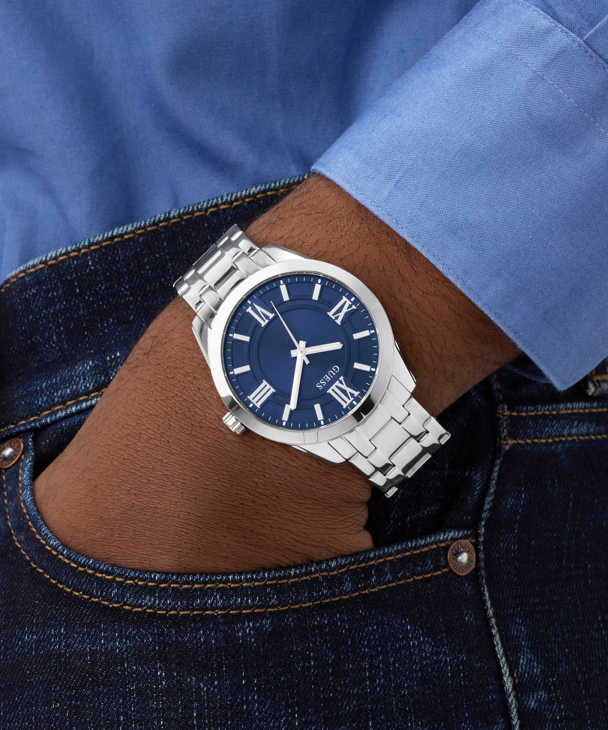 Guess Quarzuhr »ELLIOT« Armbanduhr, Herrenuhr, Edelstahlarmband, Ideal auch als Geschenk