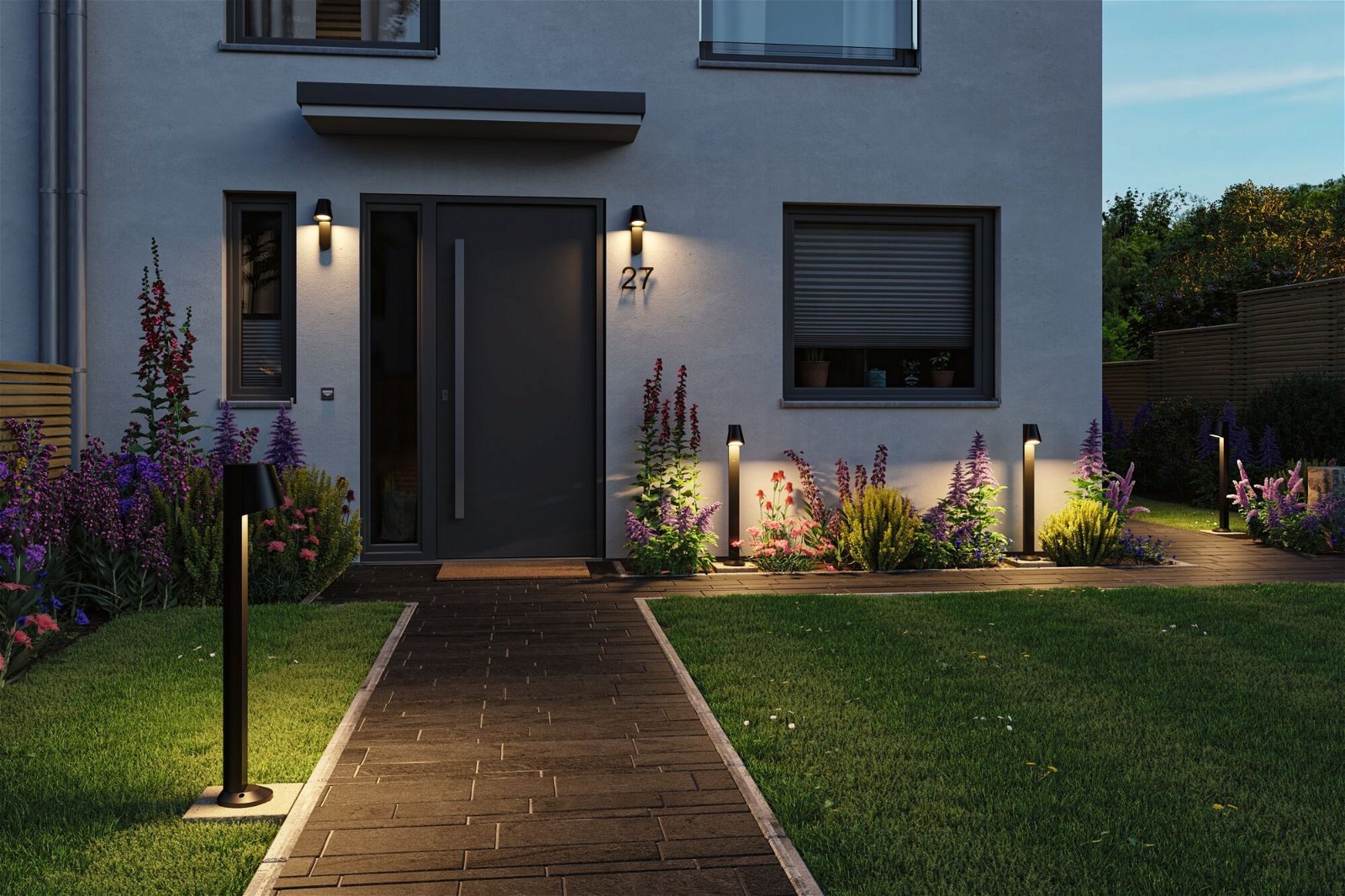 Paulmann LED Außen-Wandleuchte »IP44 105x127mm 3000K 9W 700lm 230V 65° Anthrazit Aluminium«, 1 flammig, Bewegungsmelder mit Hochfrequenz-Sensor