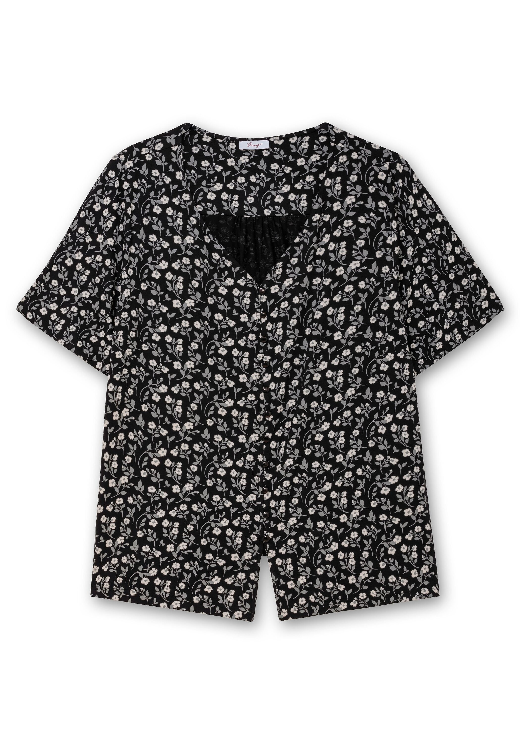 Sheego T-Shirt »Shirt mit Blümchenprint und Knopfleiste«