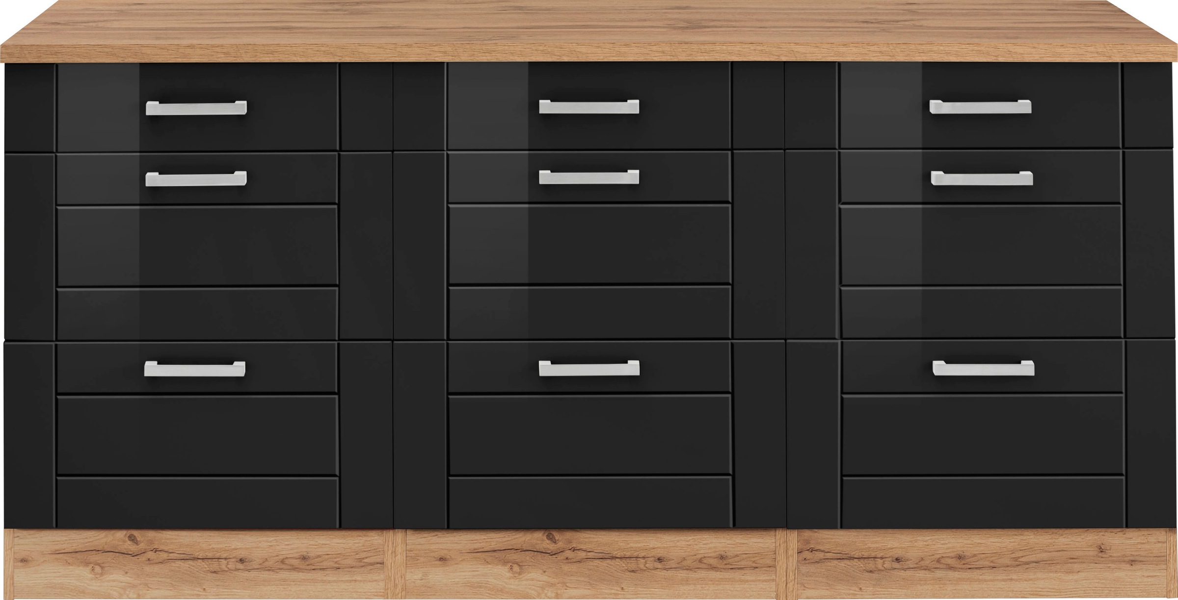KOCHSTATION Unterschrank »KS-Tinnum« 180 cm breit, Metallgriffe, MDF Fronten, mit 3 Schubkästen, 6 Auszüge