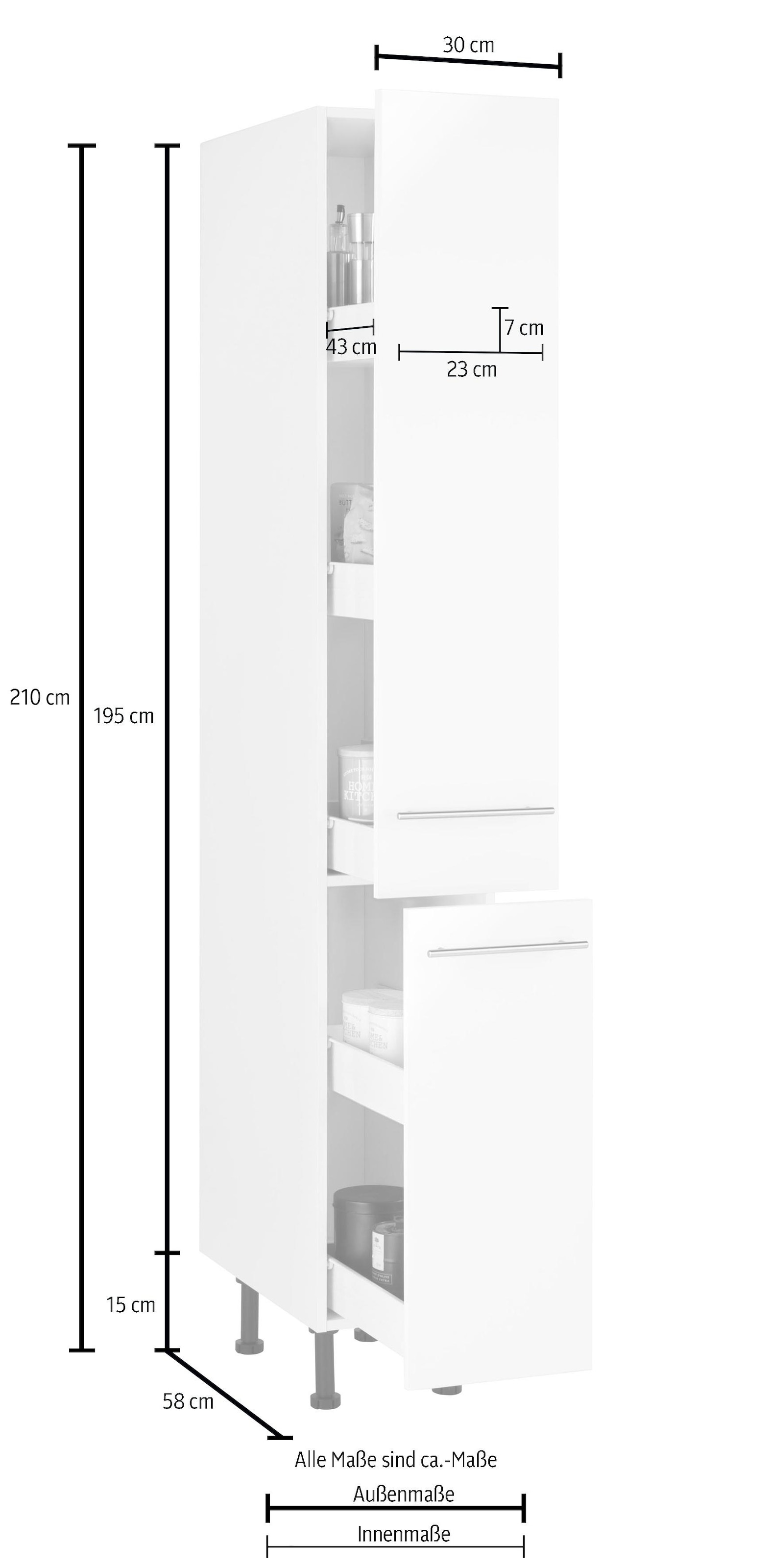 wiho Küchen Apothekerschrank »Ela«, mit 2 bestellen cm Soft-Close-Funktion, 30 auf Rechnung breit Auszügen, mit