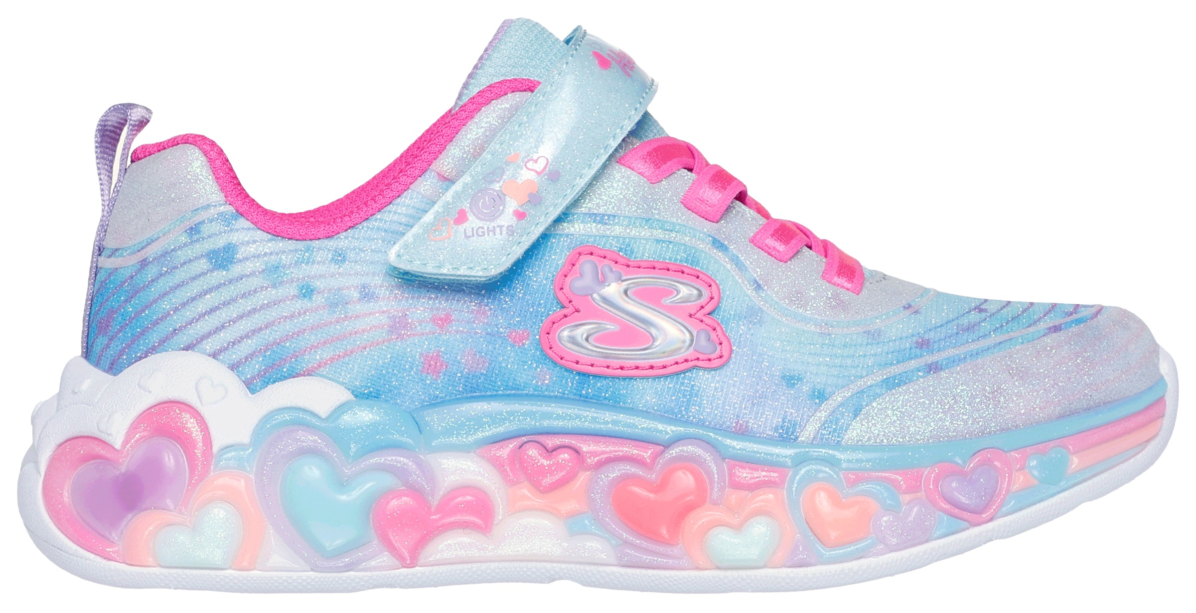 Skechers Sneaker »ETERNAL HEART LIGHTS«, Blink,-Klettschuh mit Herz-Applikation, Größenschablone zum Download