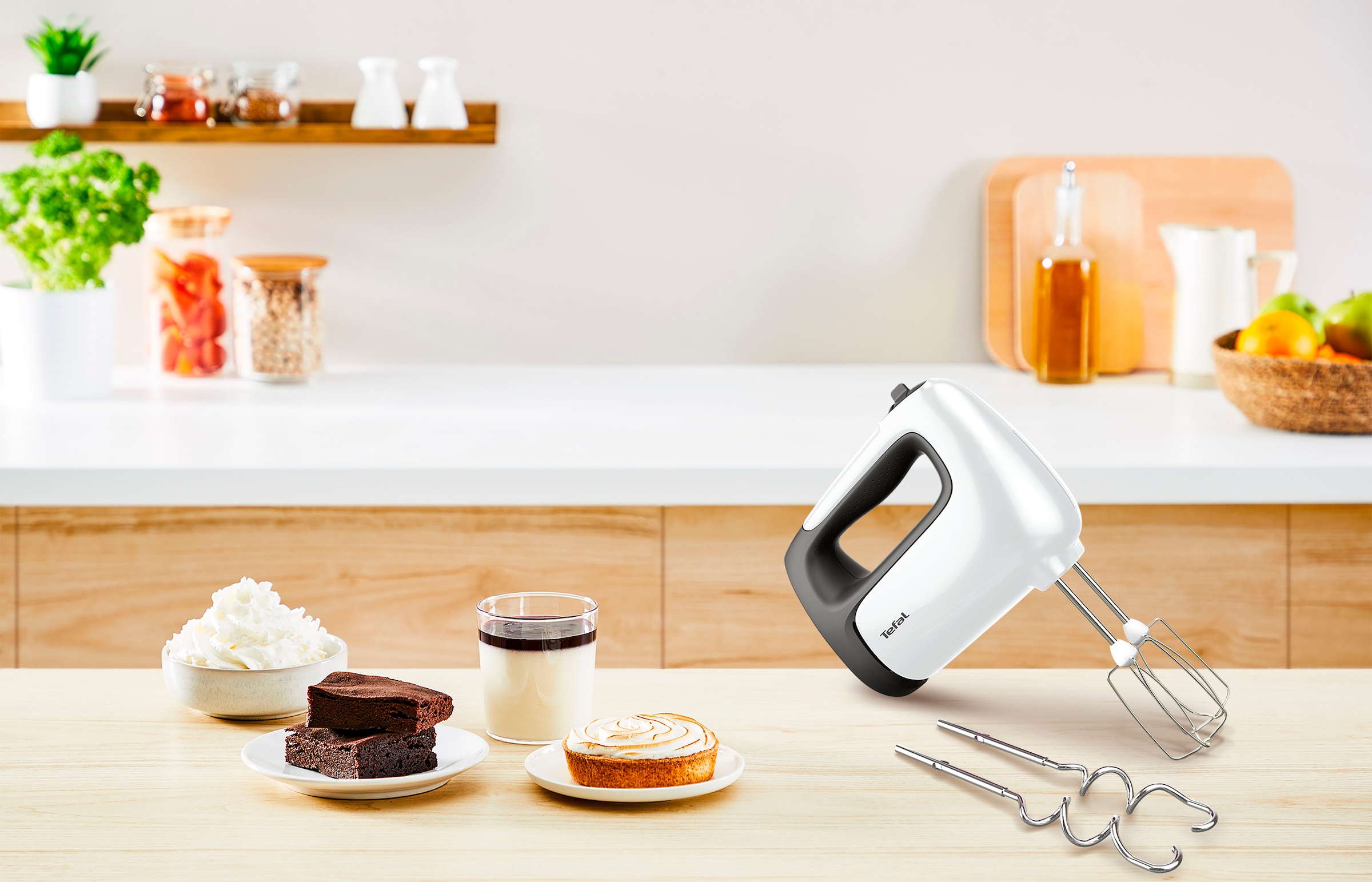 Tefal Handmixer »Prep'Mix+«, 500 W, Turbo-Funktion, 2 Rührbesen, 2 Knethaken, Pürierstab-Aufsatz, HT4611