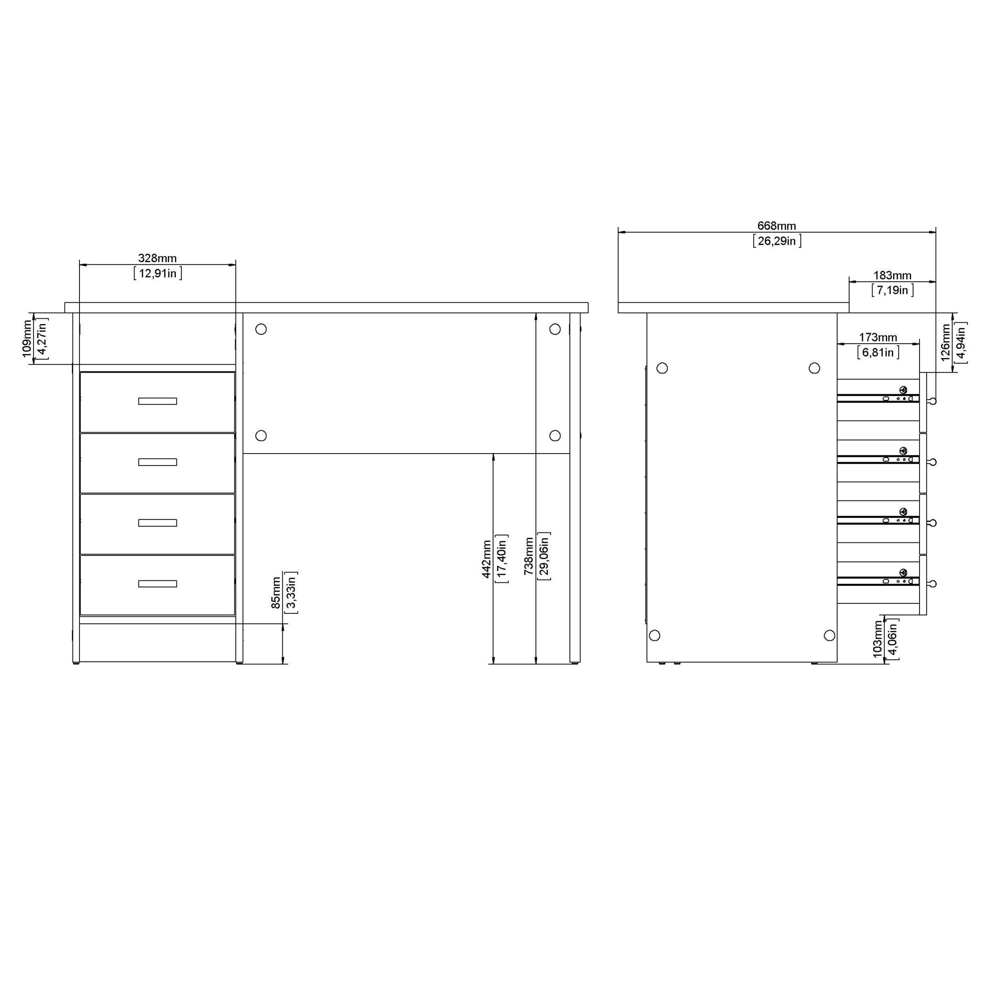 INOSIGN Schreibtisch »Funktion Plus, Arbeitstisch, Bürotisch«, Computertisch mit 4 Schubladen und 1 offenen Fach, Breite 110 cm