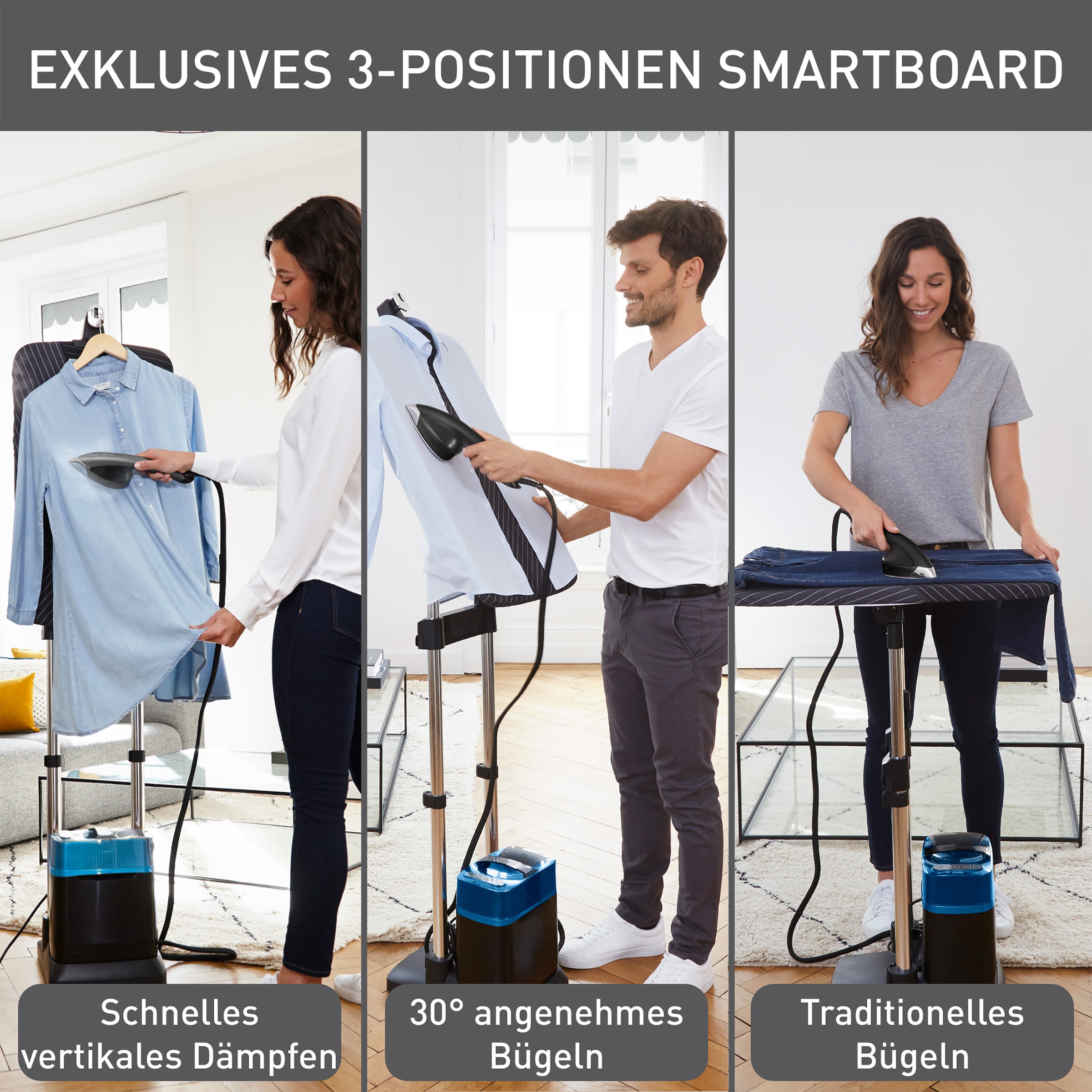 Tefal Dampfglätter »IXEO Power« 2170 W 3-Positionen Smart Board, abnehmbare Basis, Hochdruckdampf-Technologie