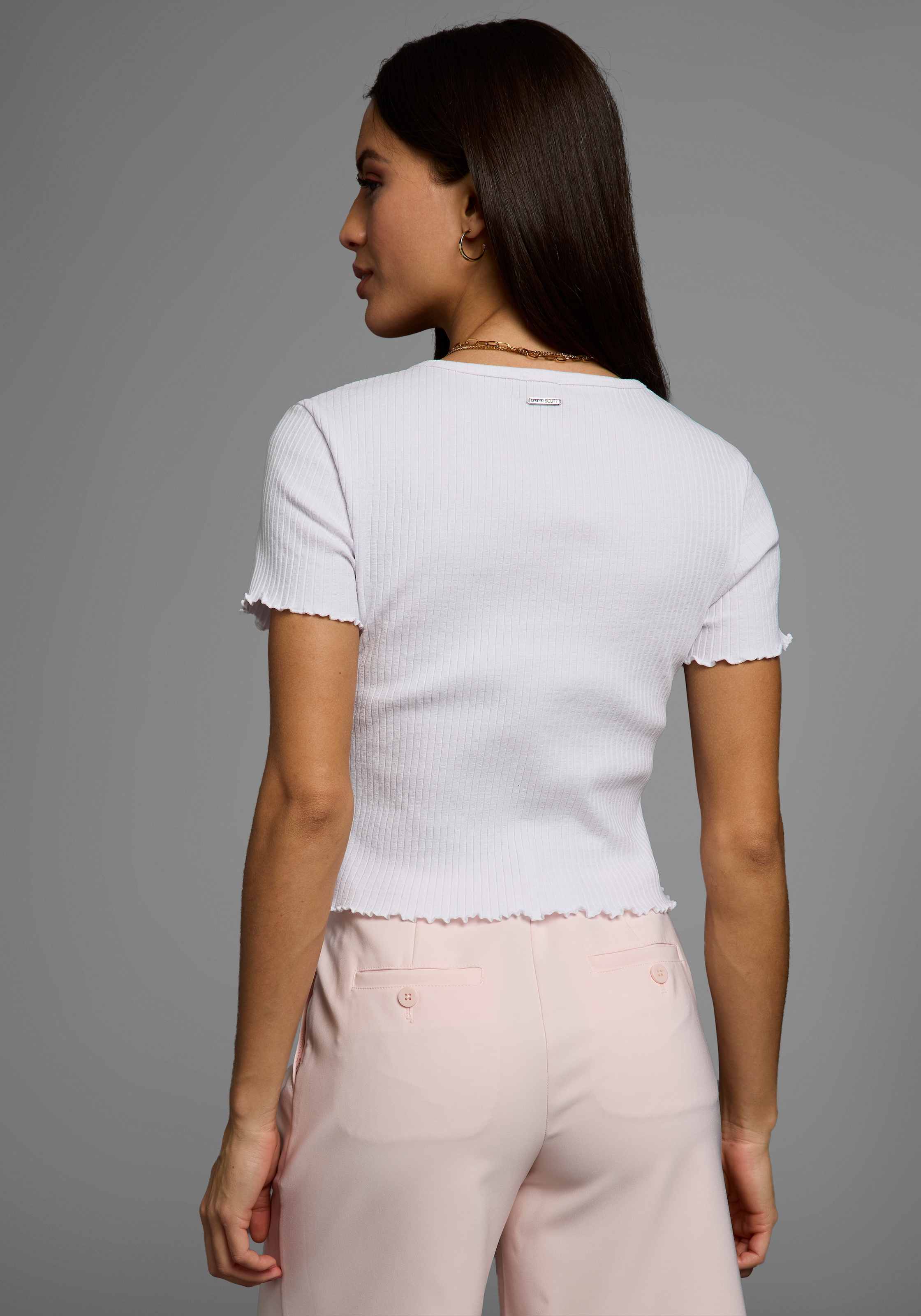 Laura Scott Kurzarmshirt, mit gewelltem Saum
