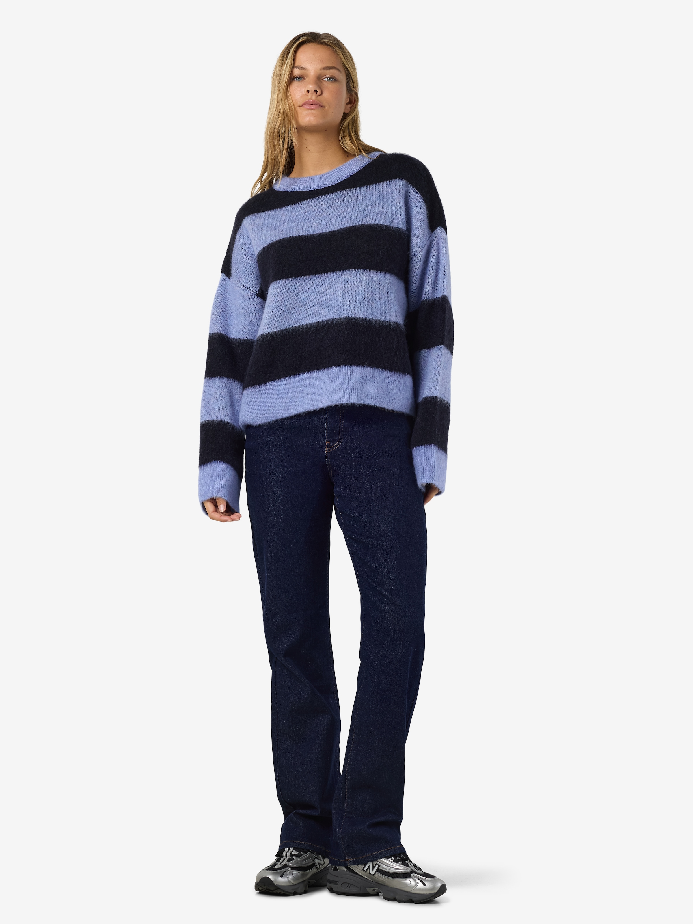 Noisy may Strickpullover »NMSOFF L/S O-NECK KNIT NOOS« Materialmix, regular fit