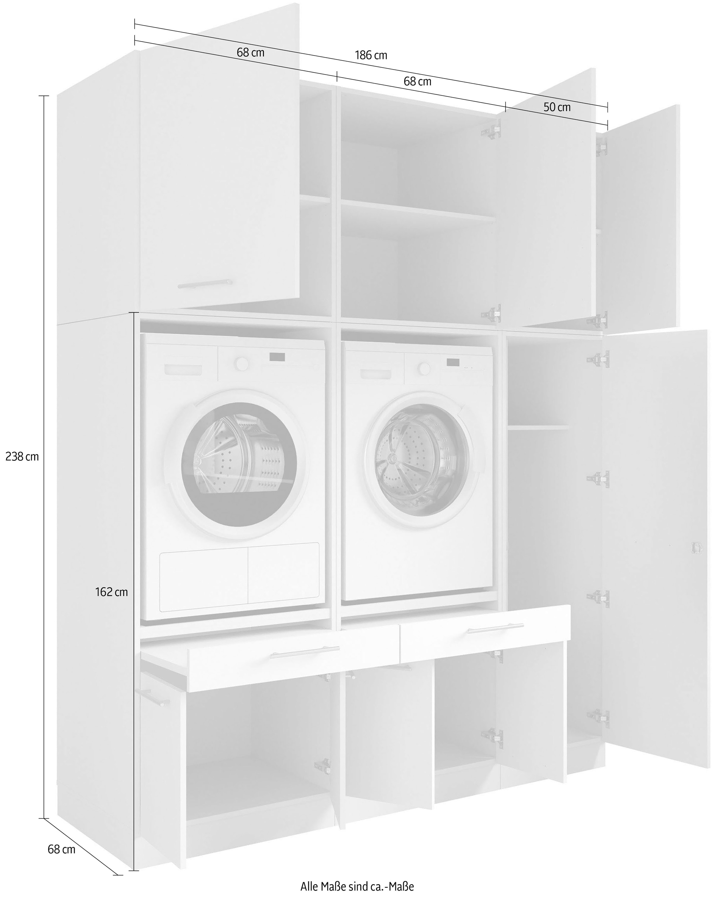 Laundreezy Mehrzweckschrank-Set »Laundreezy, 6-tlg. Mehrzweckschrank-Set B/H/T 186/238/68 cm« 6 Stk. tlg.