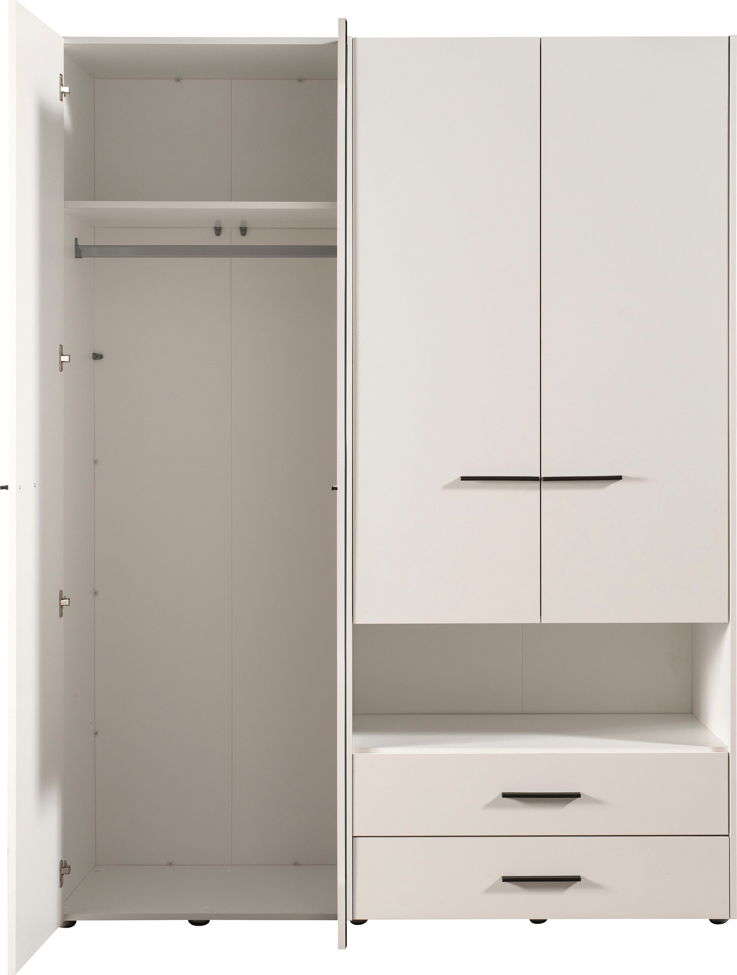 INOSIGN Kleiderschrank »Leon, FSC® -zertifiziertem Holzwerkstoff«, mit Spiegel, Innenausstattung und 2 Schubladen, 127,5x55x205,5cm