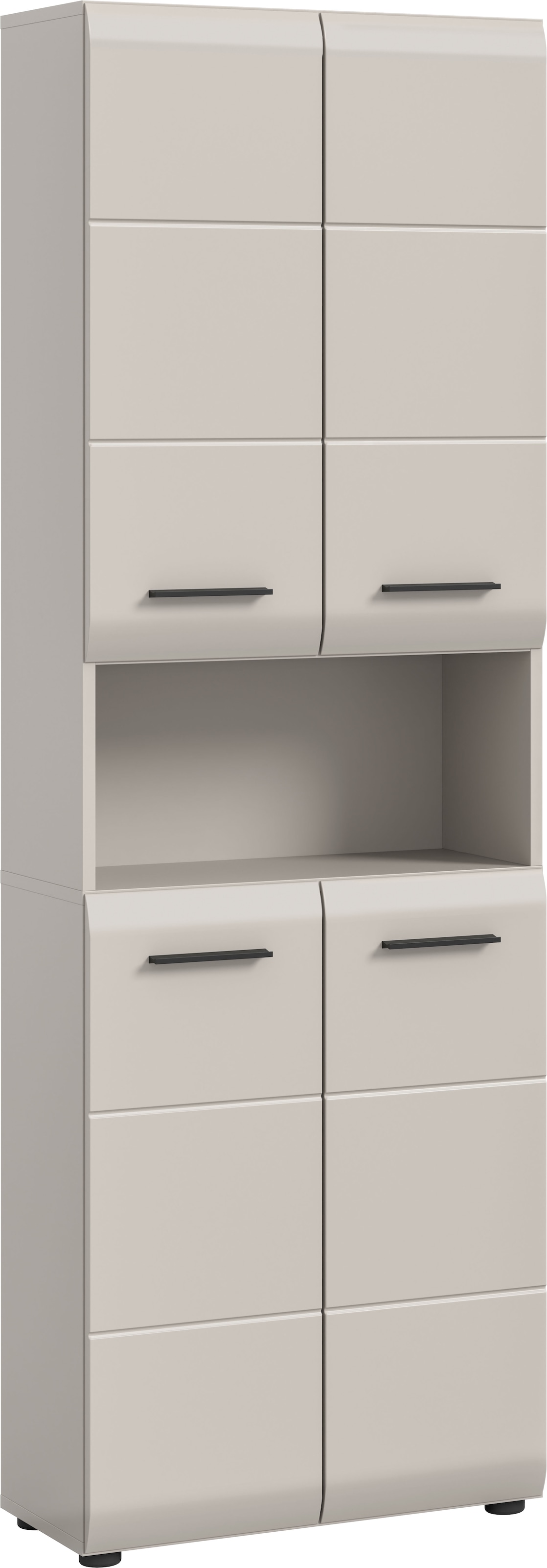 welltime Stauraumschrank »FLORENZ, TOPSELLER!, Höhe 185 cm, 4 oder 6 Türen, viel Stauraum« TOPSELLER!, 1 Stk. tlg. hochwertige MDF Front, Griff schwarz, Badschrank, Bad