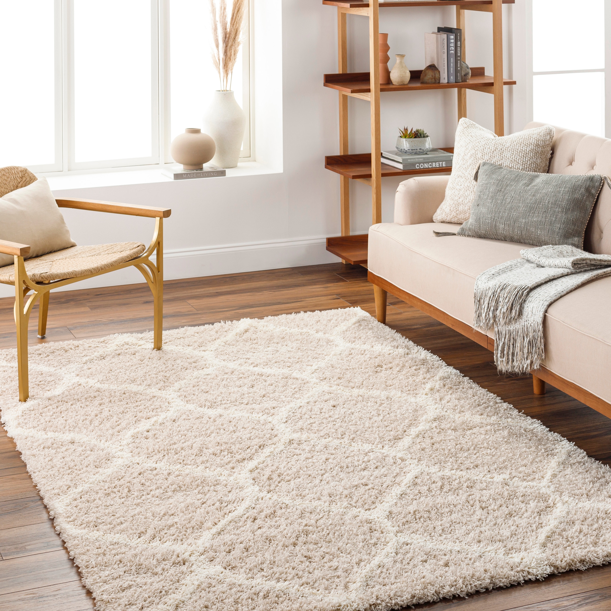 Livabliss Hochflor-Teppich »TUZLA« rechteckig 52 mm Höhe Langflor, Weich, Boho Wohnzimmerteppich, Beige