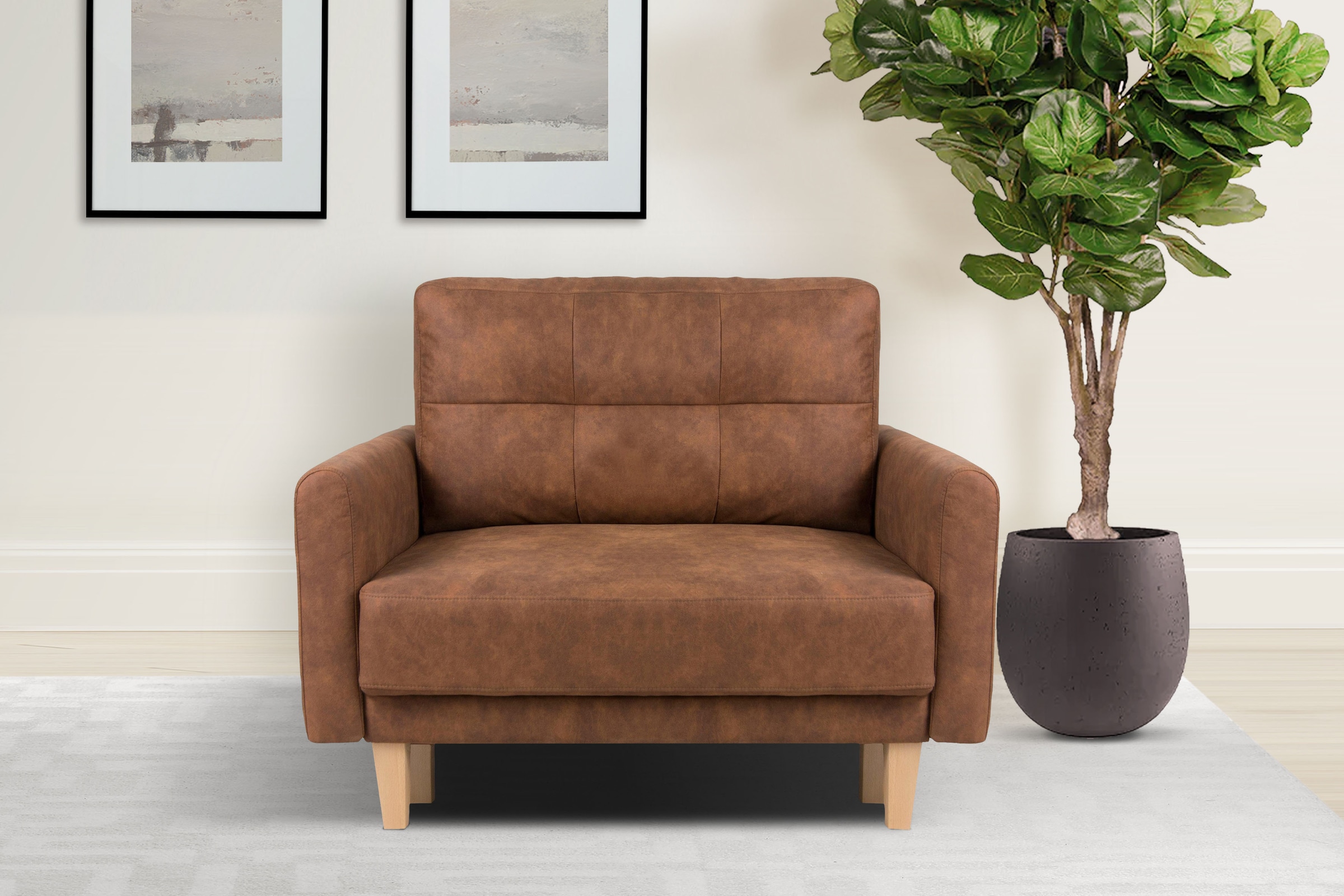 OTTO home Sessel "TRIPLO Relaxsessel mit Wellenunterfederung, Maße B/T/H: 95/100/89 cm" Polstersessel mit Steppung im Rückenkissen, hohe Qualität
