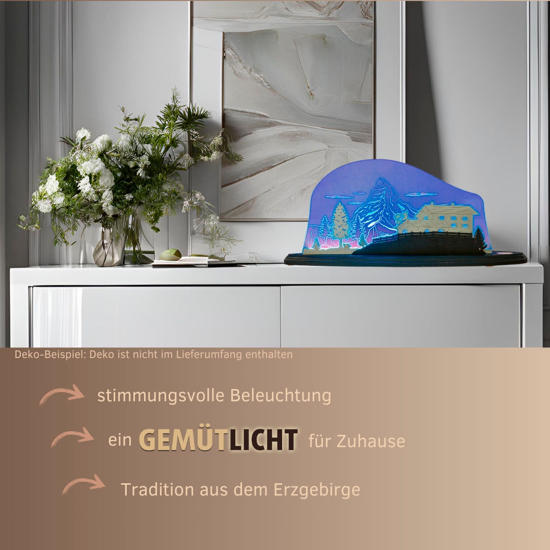 Weigla LED Dekolicht »Matterhorn, Holz & Acrylglas, BLAU-GRAU-WEIẞ, Made in Germany«, Leuchtmittel LED-Modul | LED wechselbar, Erzgebirge garantiert, Dekolampe für Innen, Dekoleuchte