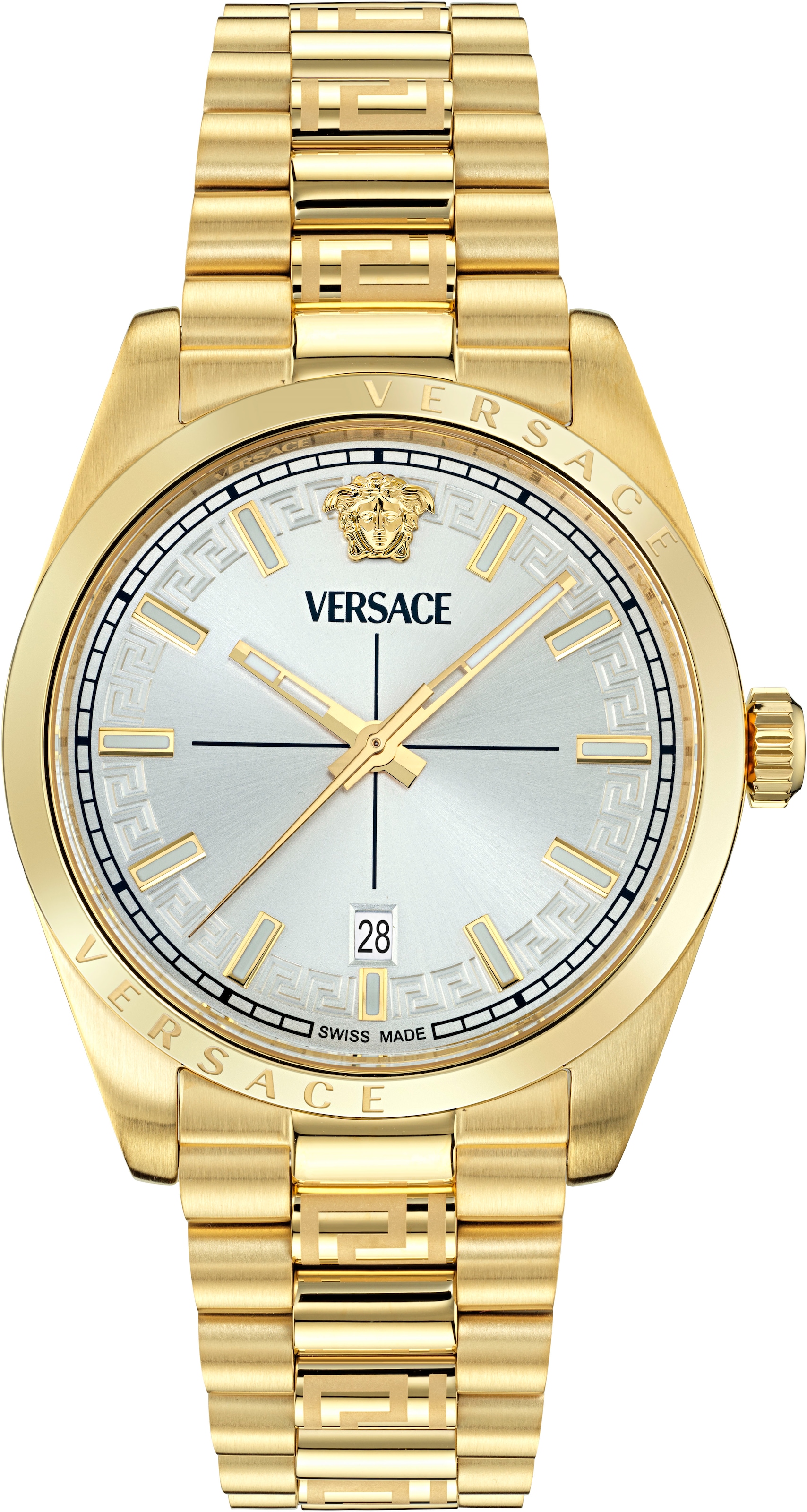 Versace Quarzuhr »MILLENYIUM GENT« Armbanduhr, Herrenuhr, Swiss Made, Edelstahlarmband, analog, Datum