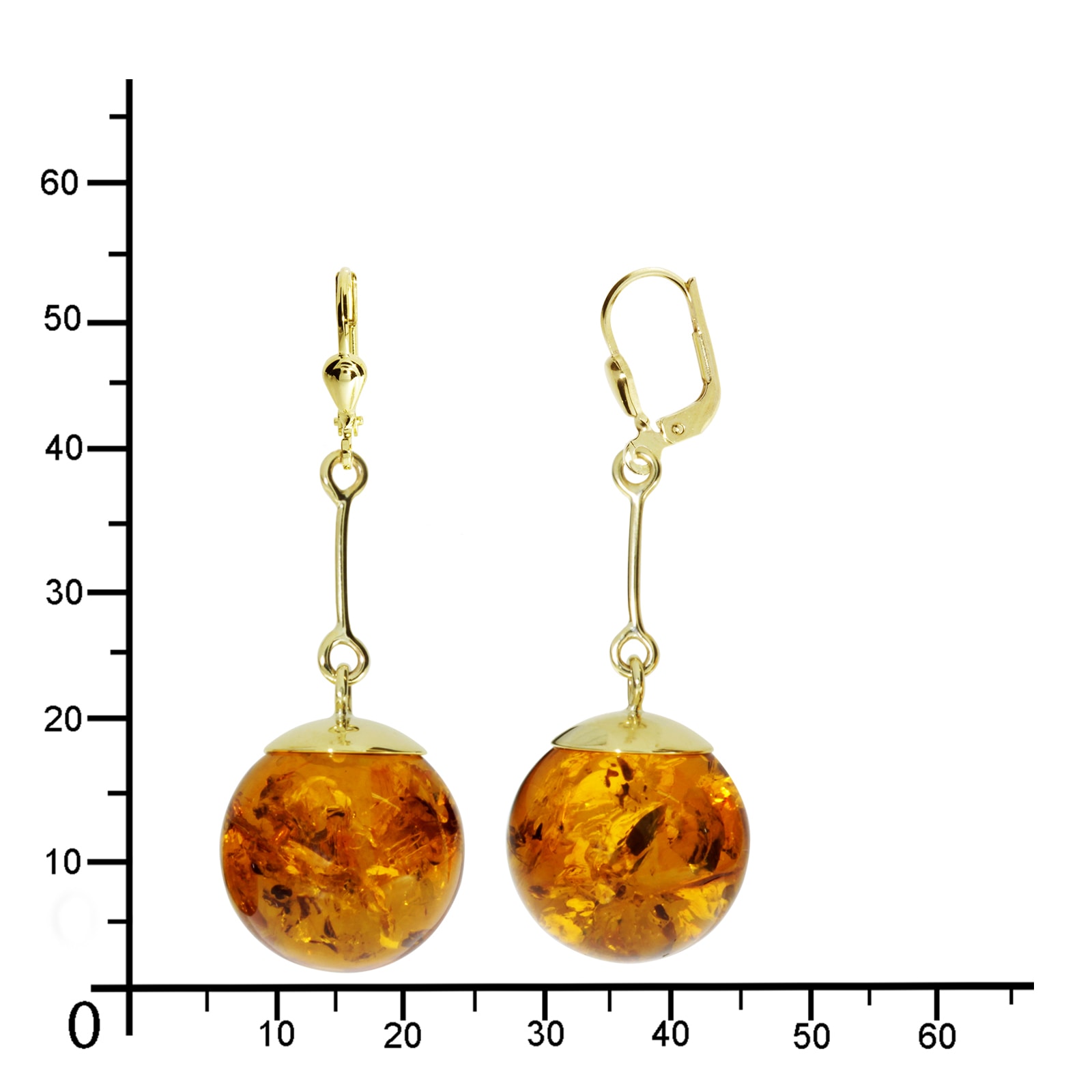 OSTSEE-SCHMUCK Paar Ohrhänger »- Kugel 16 mm - Gold 333/000 - Bernstein«