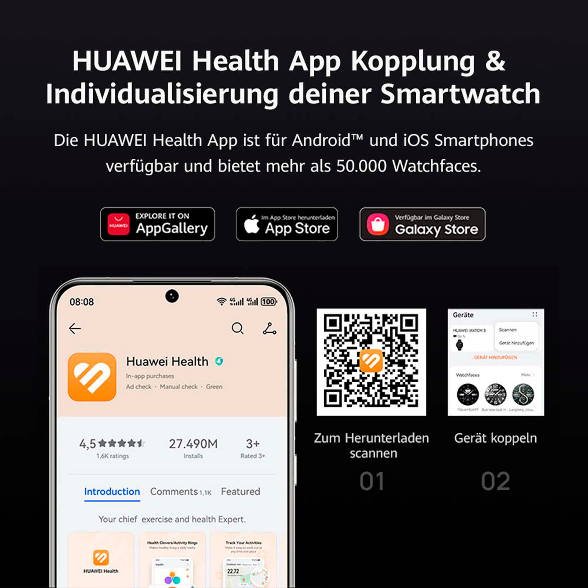 Huawei Smartwatch »WATCH FIT 4 Pro, 1,82 Zoll AMOLED-Farbdisplay«, (4,6 cm / 1,82 Zoll), 4,00 GB, Outdoor-Sport, Saphirglas und Titan, bis zu 10 Tage Akkulaufzeit)