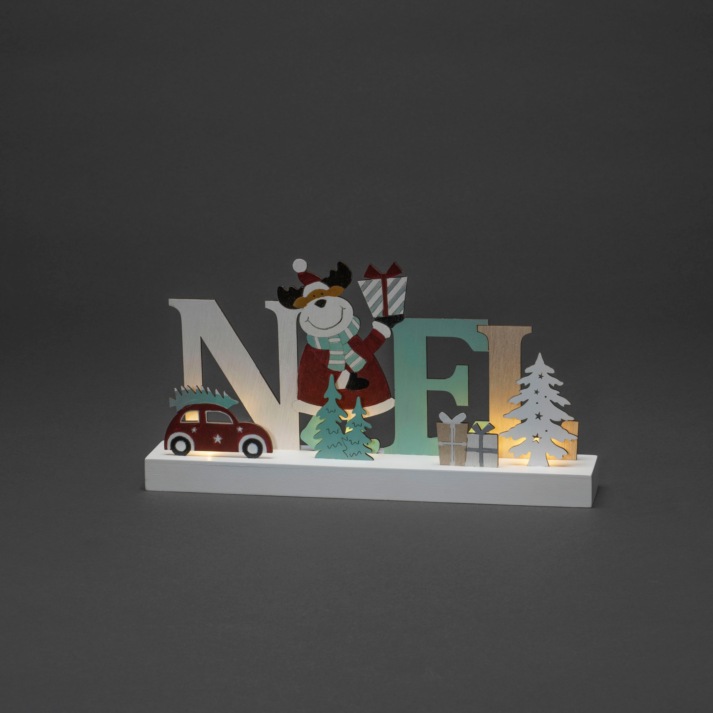 KONSTSMIDE Deko-Schriftzug »Noël«, Timer, bequem Holzsilhouette, 4 warm batteriebetrieben Dioden, LED 6h weiße kaufen