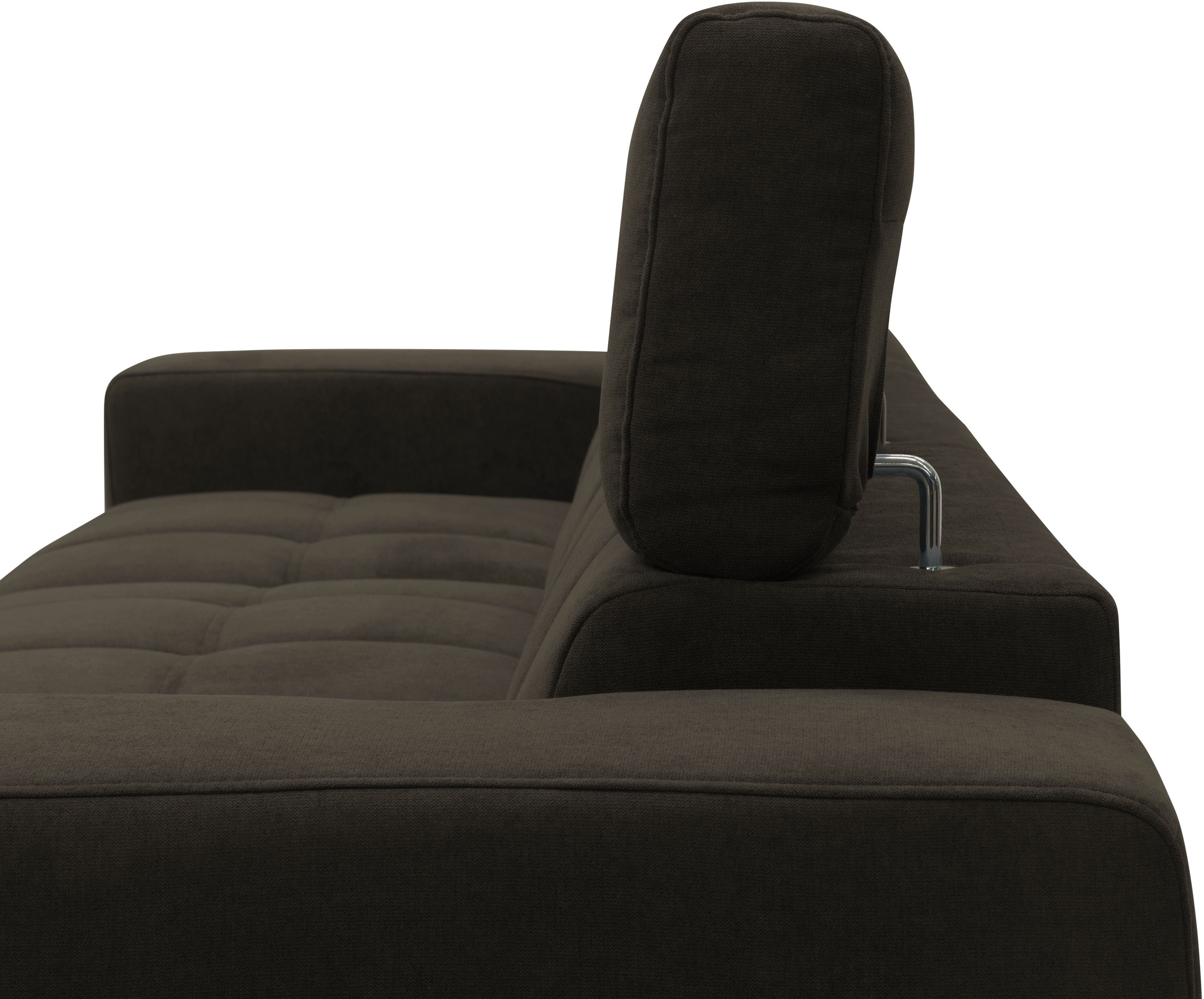 DOMO collection Ecksofa »Trento L-Form, mit Kufenfuß oder Einzelfuß«, wahlweise mit Kopfteilverstellung, Recamiere links/rechts bestellbar