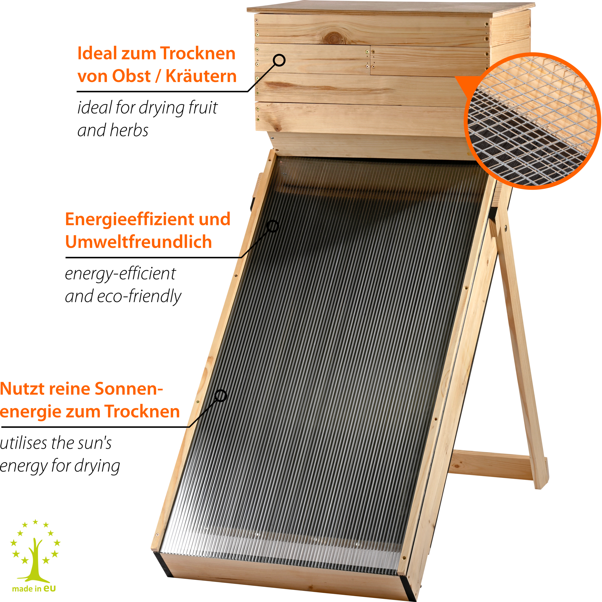 dobar Dörrautomat »Solar-Trockner aus Holz« zum Trocknen von Kräutern, Obst und Gemüse