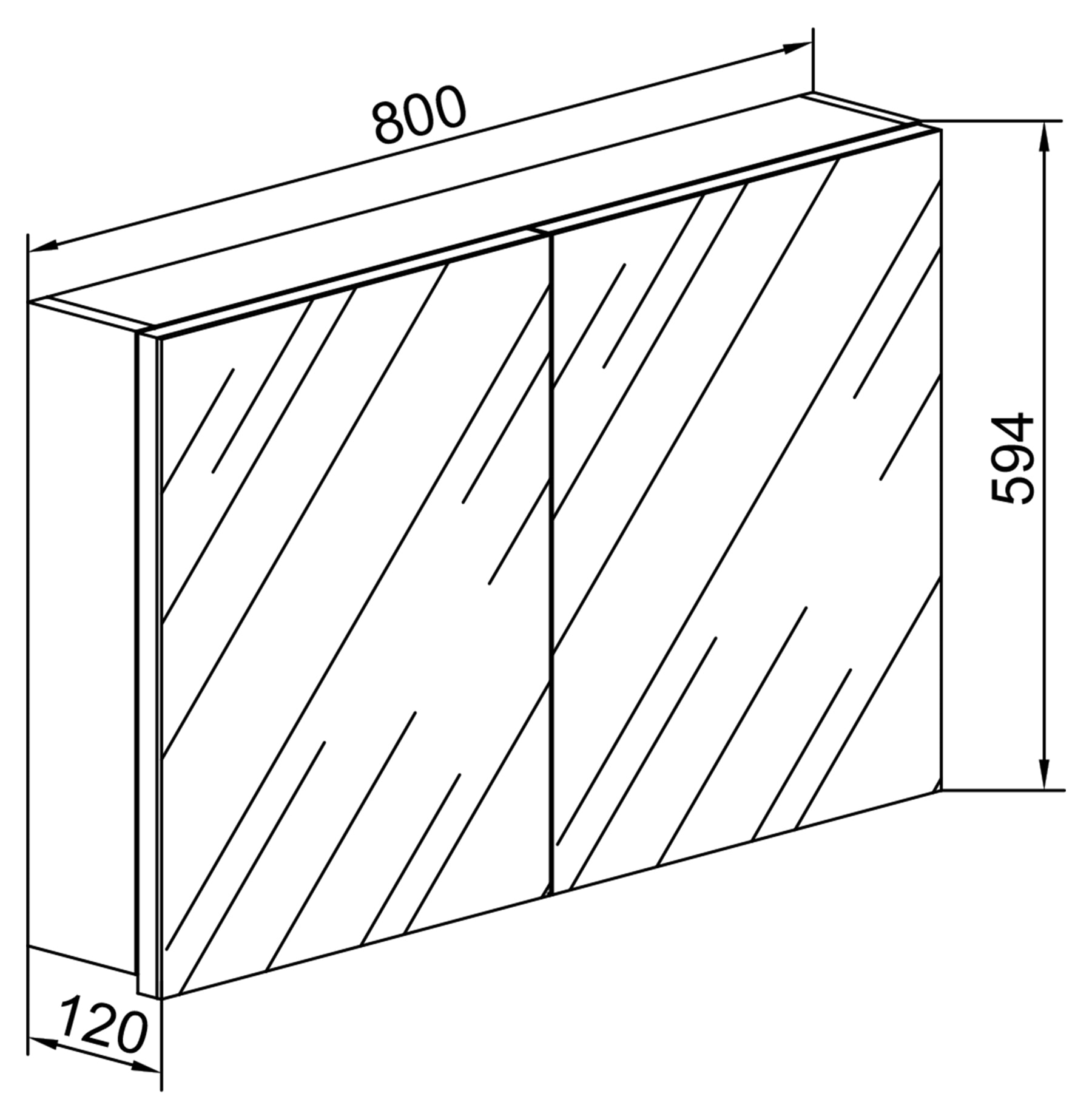 VCM Badspiegel »VCM Badschrank zeitlos | Maße ca. H. 59 x B. 80 x T. 12 cm | Zwei Drehtüren | Spiegelschrank - Badinos 40 x 80 cm«, (VCM Badinos)