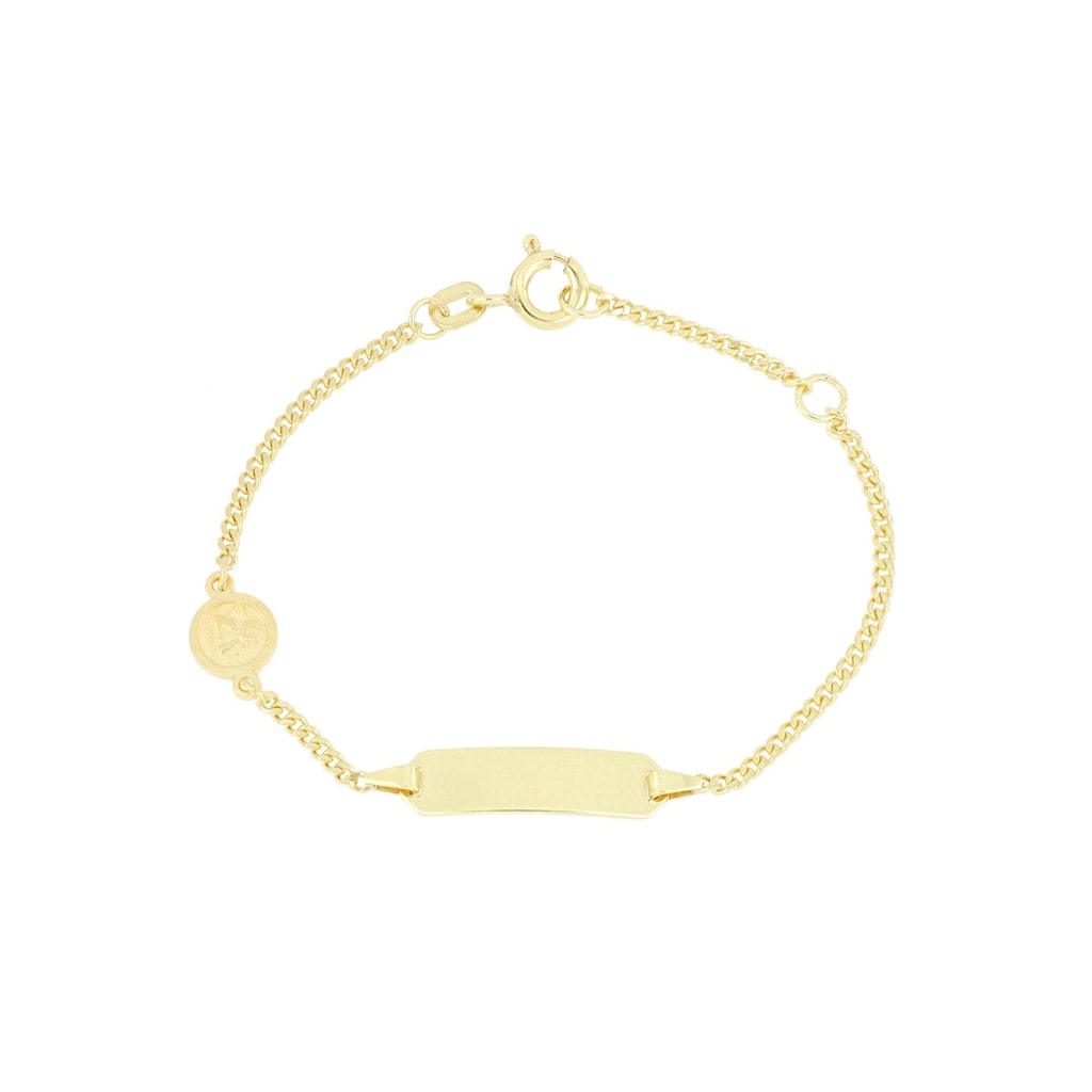 Firetti Armband »Engeleinhänger rund, Gravurplatte, glänzend, vergoldet, 2-fach diamantiert, mit Gratisgravur«