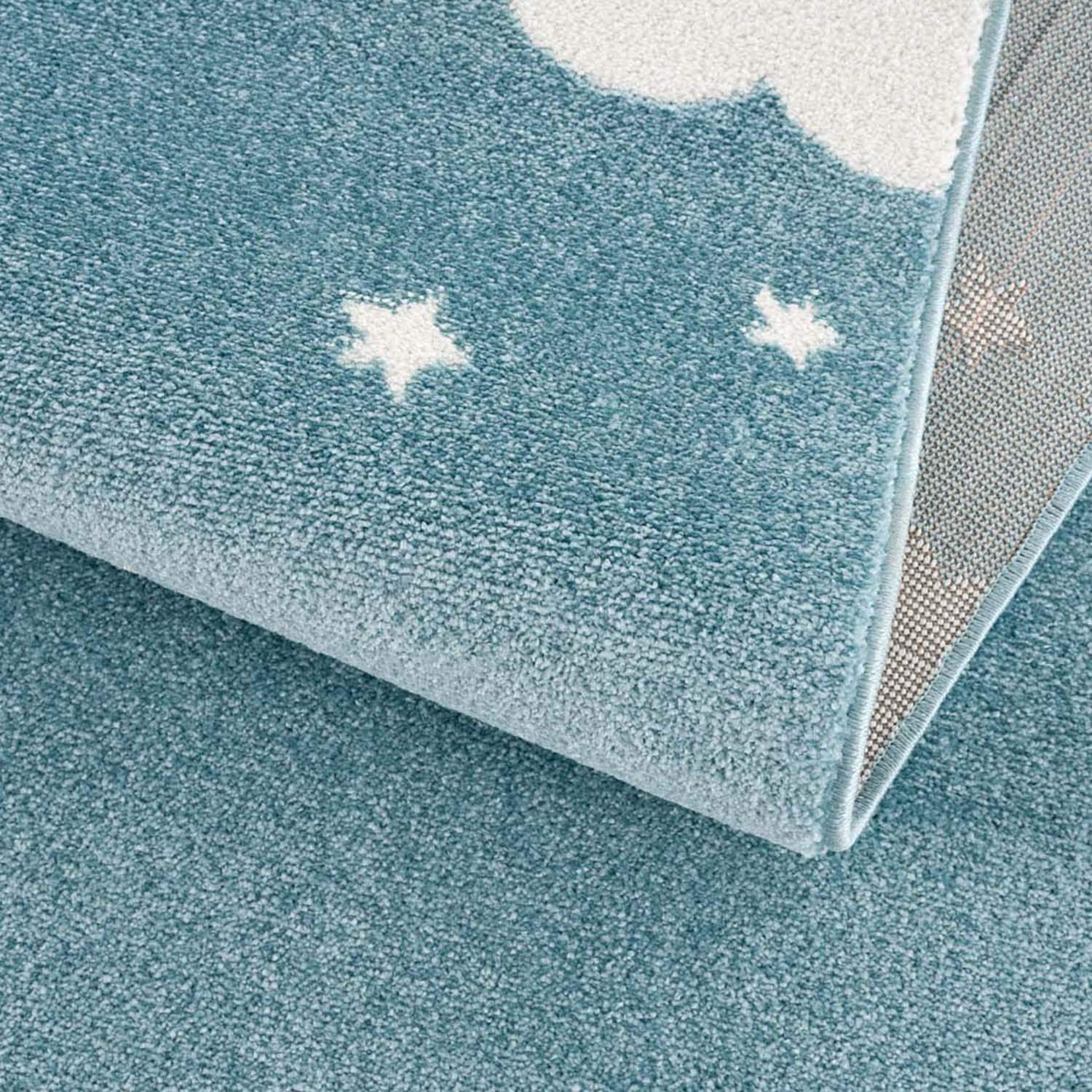 Carpet City Kinderteppich »Anime9383«, rund, 11 mm Höhe, Sternen-Teppich mit Mond, Weicher Flor, Pflegeleicht, Kinderzimmer