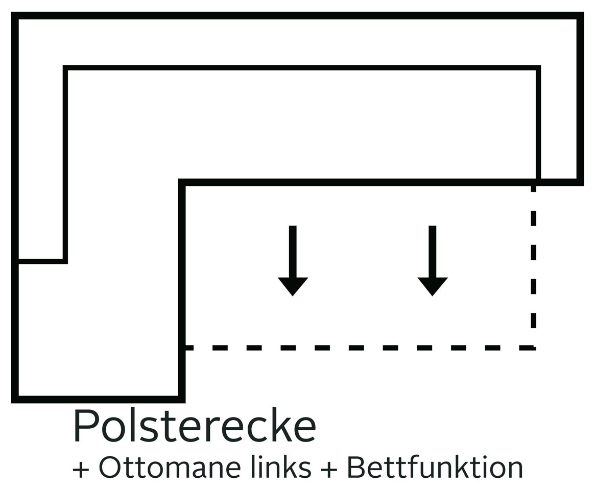 Places of Style Ecksofa »Cardoso L-Form«, Federkern, wahlweise mit Bett, Schubkasten