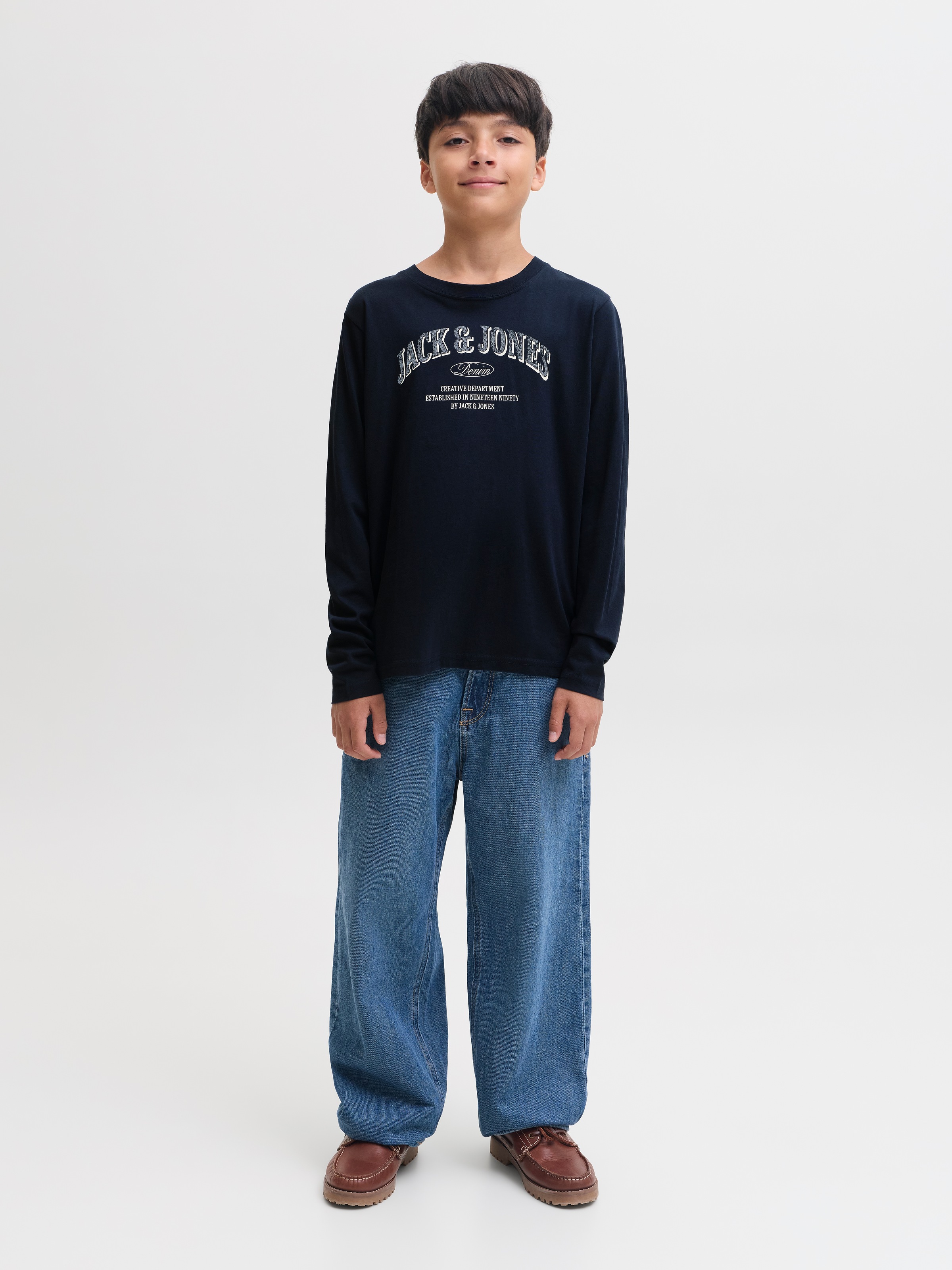 Jack & Jones Junior Langarmshirt »JJEDENVER LOGO TEE LS O-NECK SN JNR« Baumwolle, relaxed fit