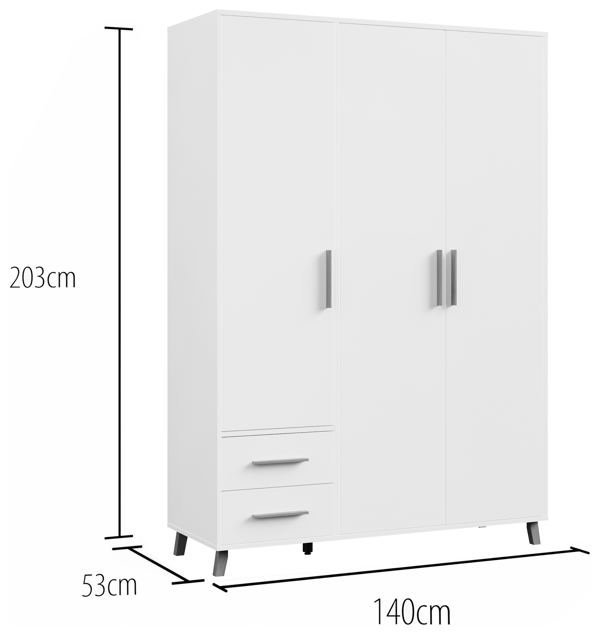 rauch Drehtürenschrank »Kleiderschrank Schrank Garderobe Wäscheschrank SHINJO«, (in 3 verschiedenen Ausstattungen BASIC/CLASSIC/PREMIUM), Griffe und Füße aus Massivholz mit 2 Schubladen MADE IN GERMANY