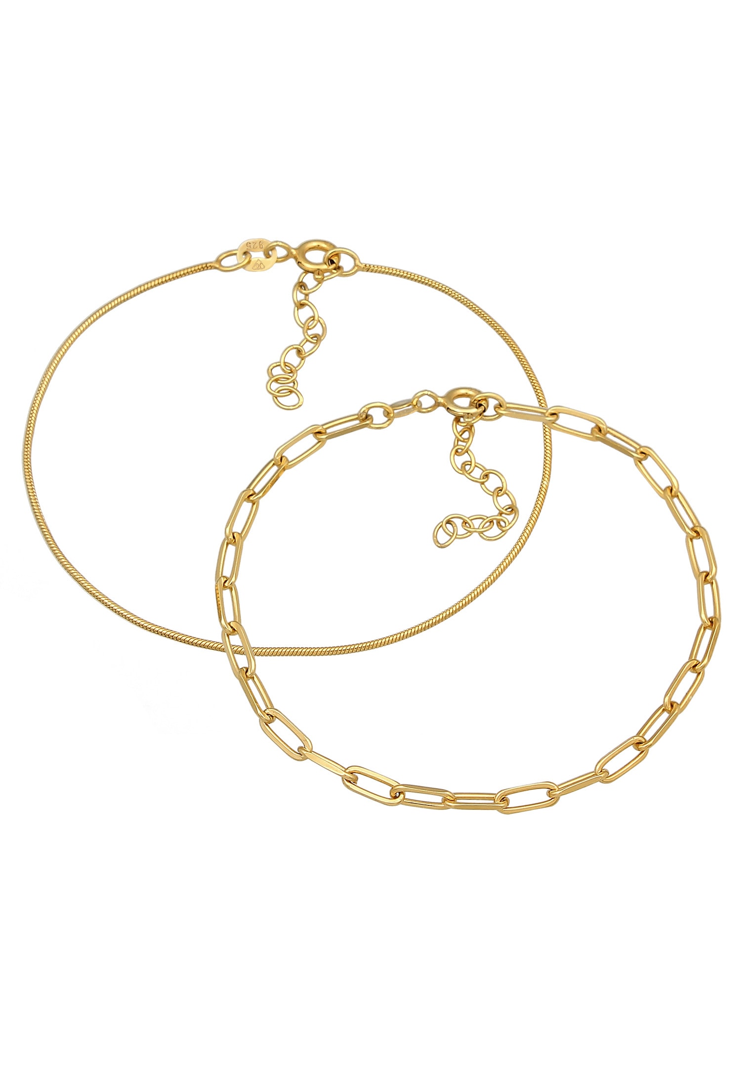 Elli Premium Armketten Set »Armband Glieder Basic Schlangenkette 2er Set 925 Silber«
