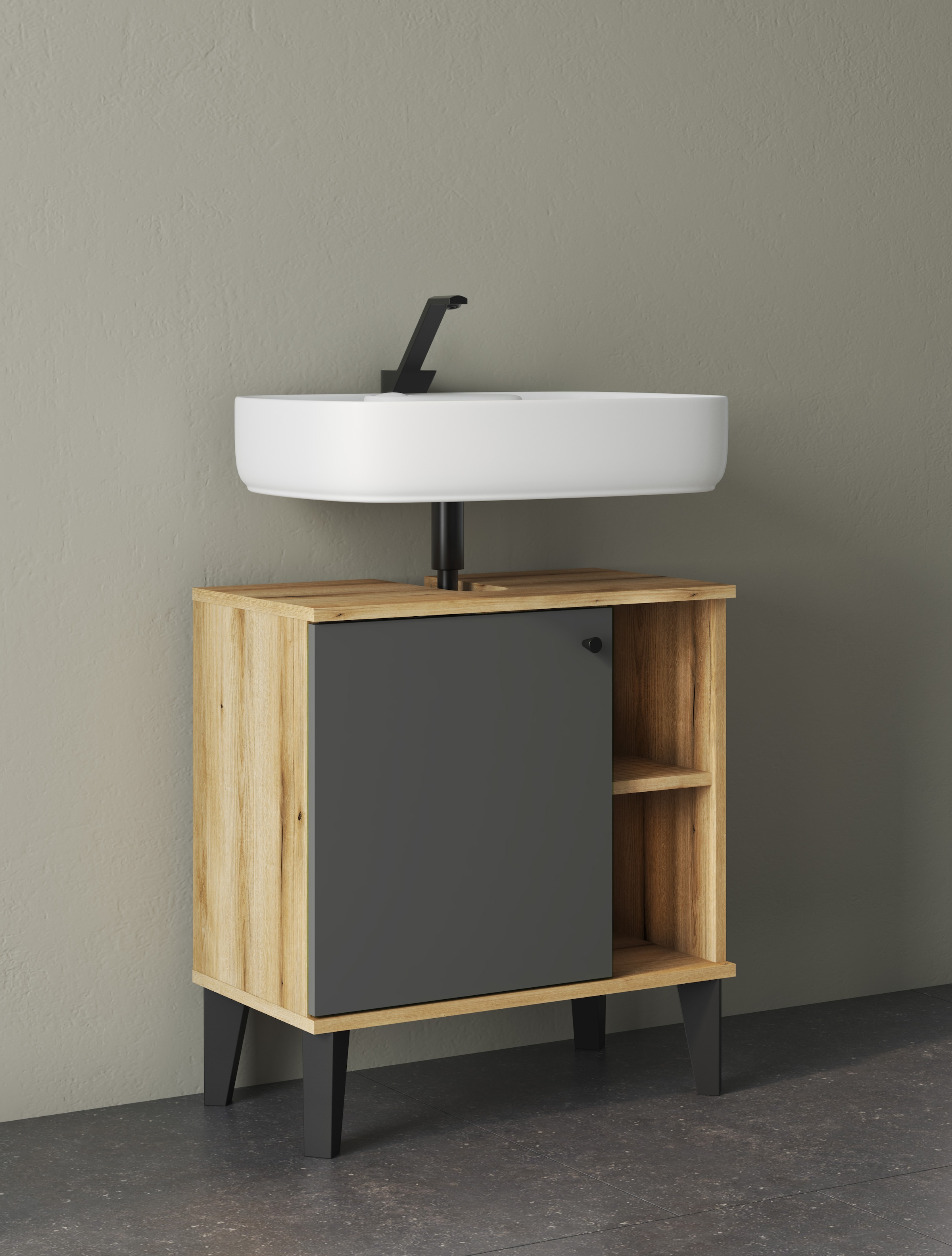 INOSIGN Badmöbel-Set »OSLO, Bad im skandinavischen Design, 5-teiliges Badezimmer«, (Set, 5 St.), Badschränke und Spiegel, in zwei Farben verfügbar, viel Stauraum