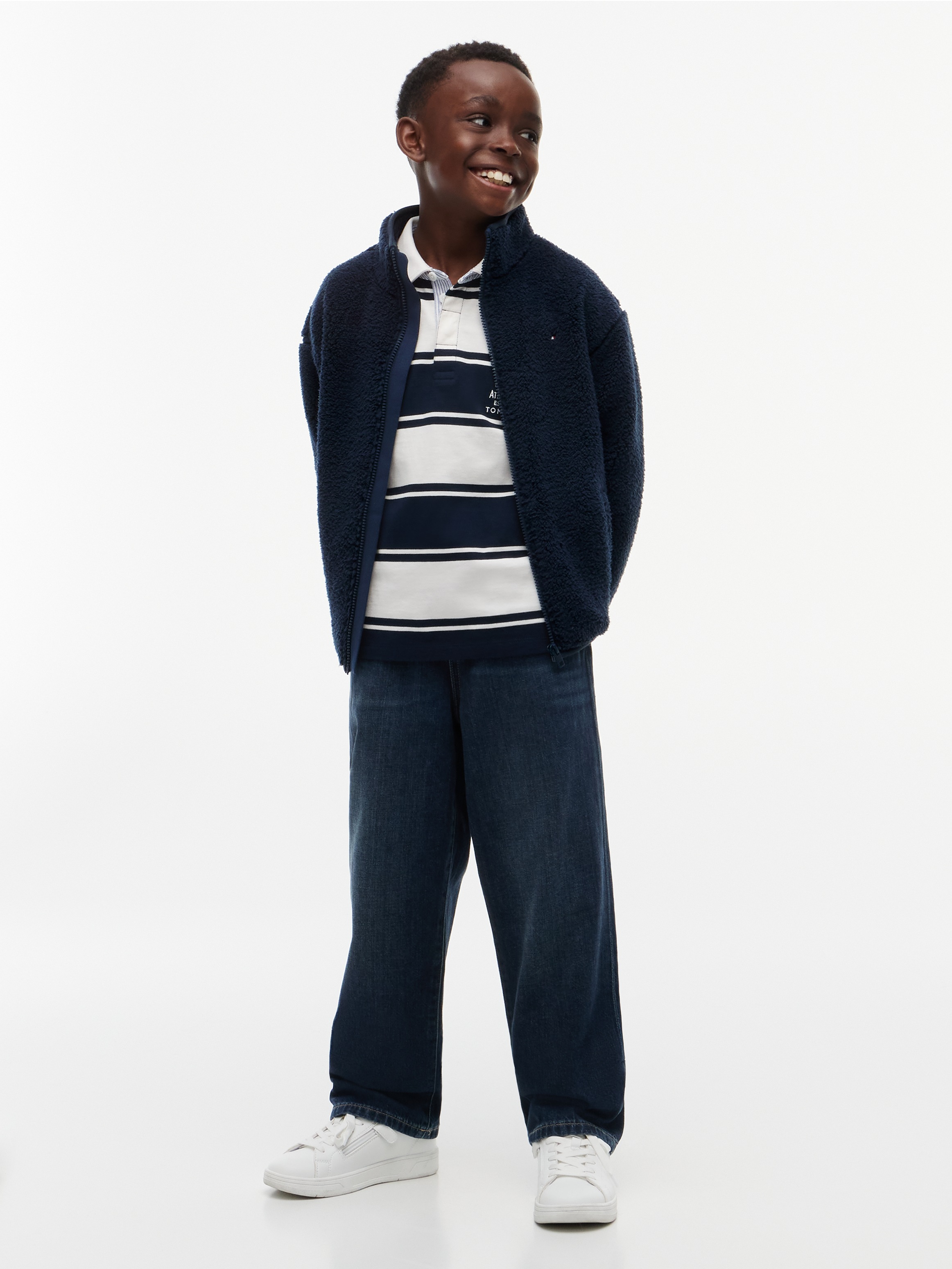 Tommy Hilfiger Plüschjacke ohne Kapuze Regular Fit, Plüsch-Qualität, Kinder bis 16 Jahre