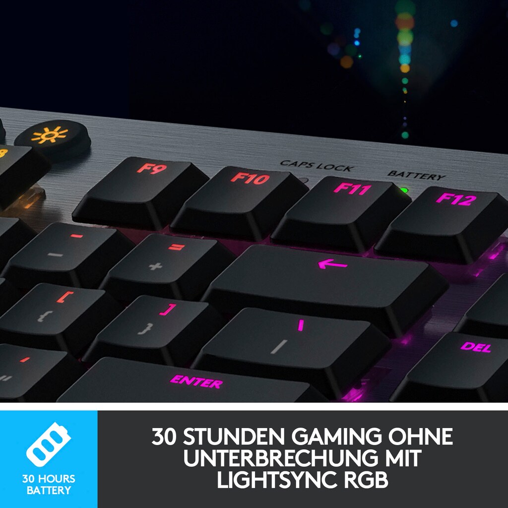 Logitech G Gaming-Tastatur »G915 LIGHTSPEED Wireless RGB«, (USB-Anschluss-Ziffernblock-Multimedia-Tasten)