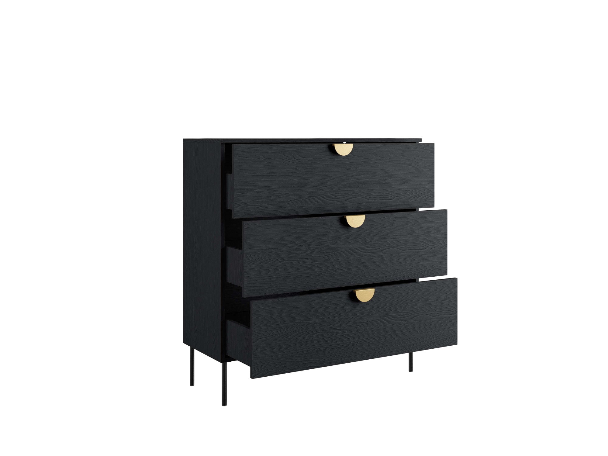 Leonique Kommode »BELLOT Sideboard mit 3 Schubladen, Maße B/T/H: 100/40/107 cm«, auf Metallfüßen, mit goldenen Metallgriffe