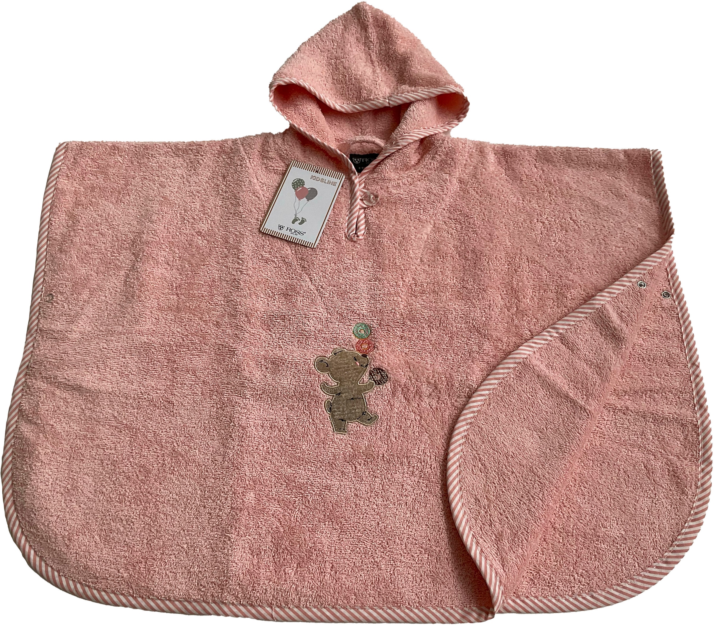 ROSS Badeponcho »KIDSLINE« 1 Stk. 100 % Baumwolle, Kapuze, Stickerei