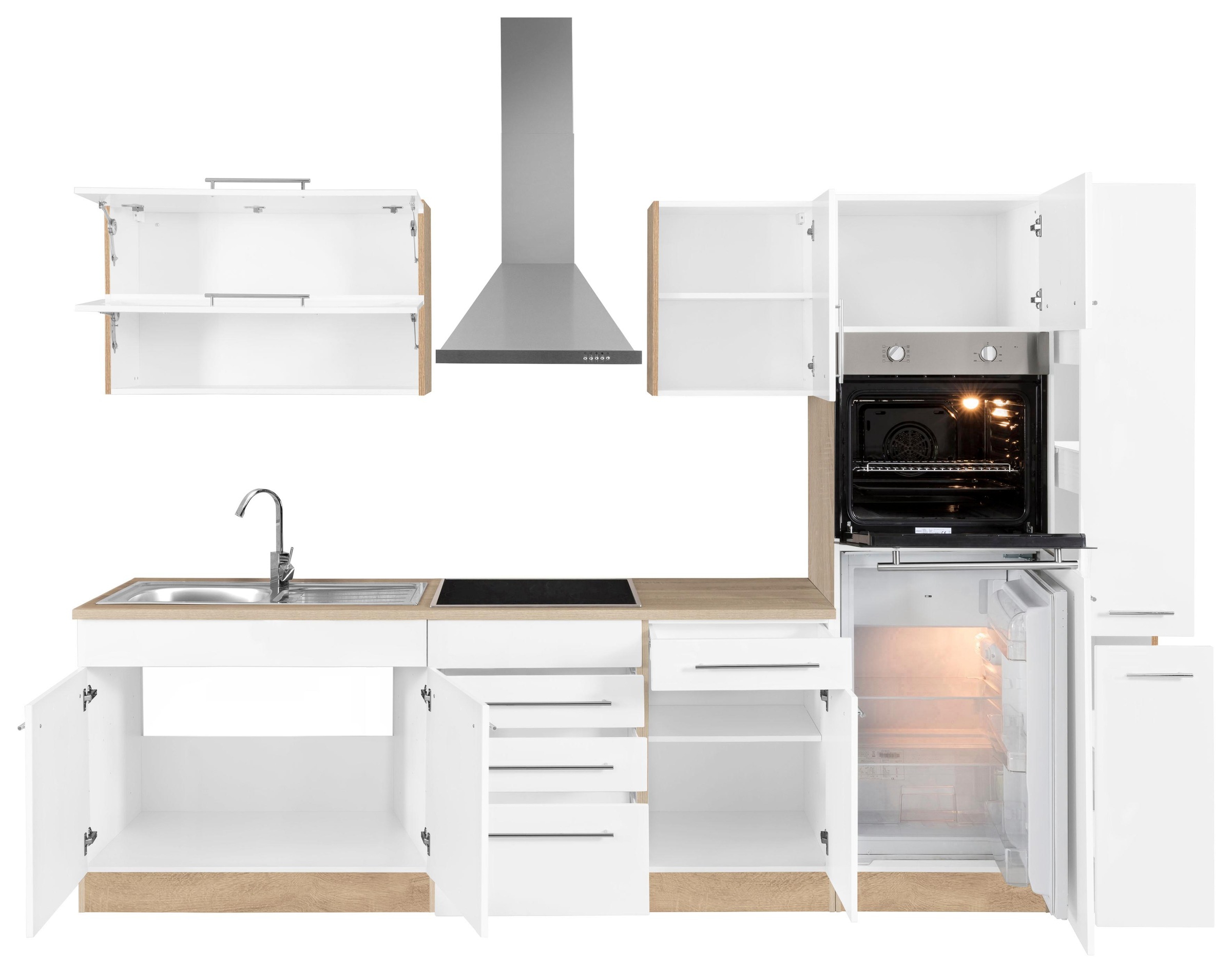 KOCHSTATION Küchenzeile »KS-Eton«, mit E-Geräten, Breite 300 cm