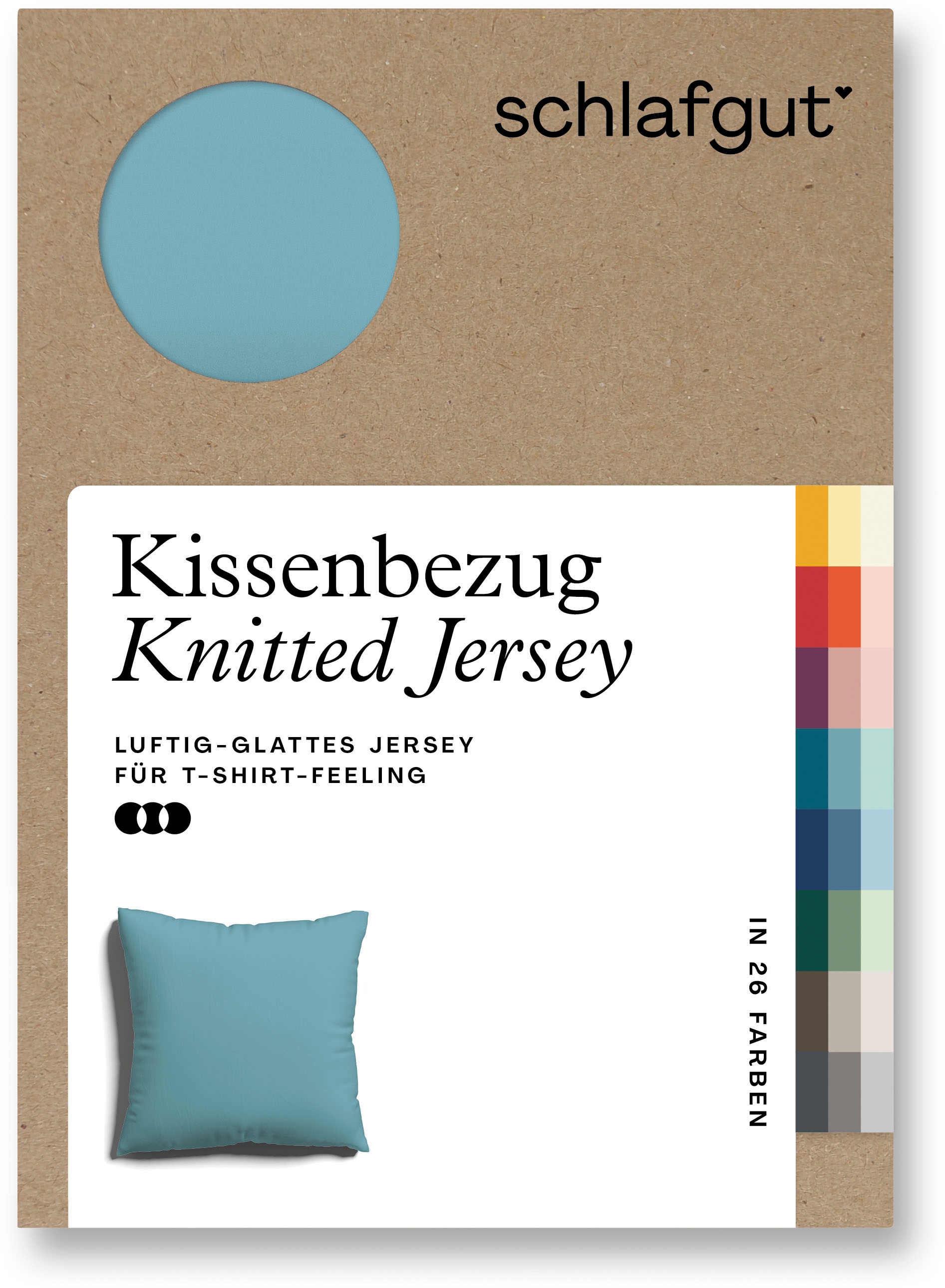 Schlafgut Kissenbezug »Knitted Jersey aus Bio-Baumwolle mit Elasthan, bügelfrei,«, (1 St.), besonders fein gestrickt, Kissenhülle mit farbigem Reißverschluss