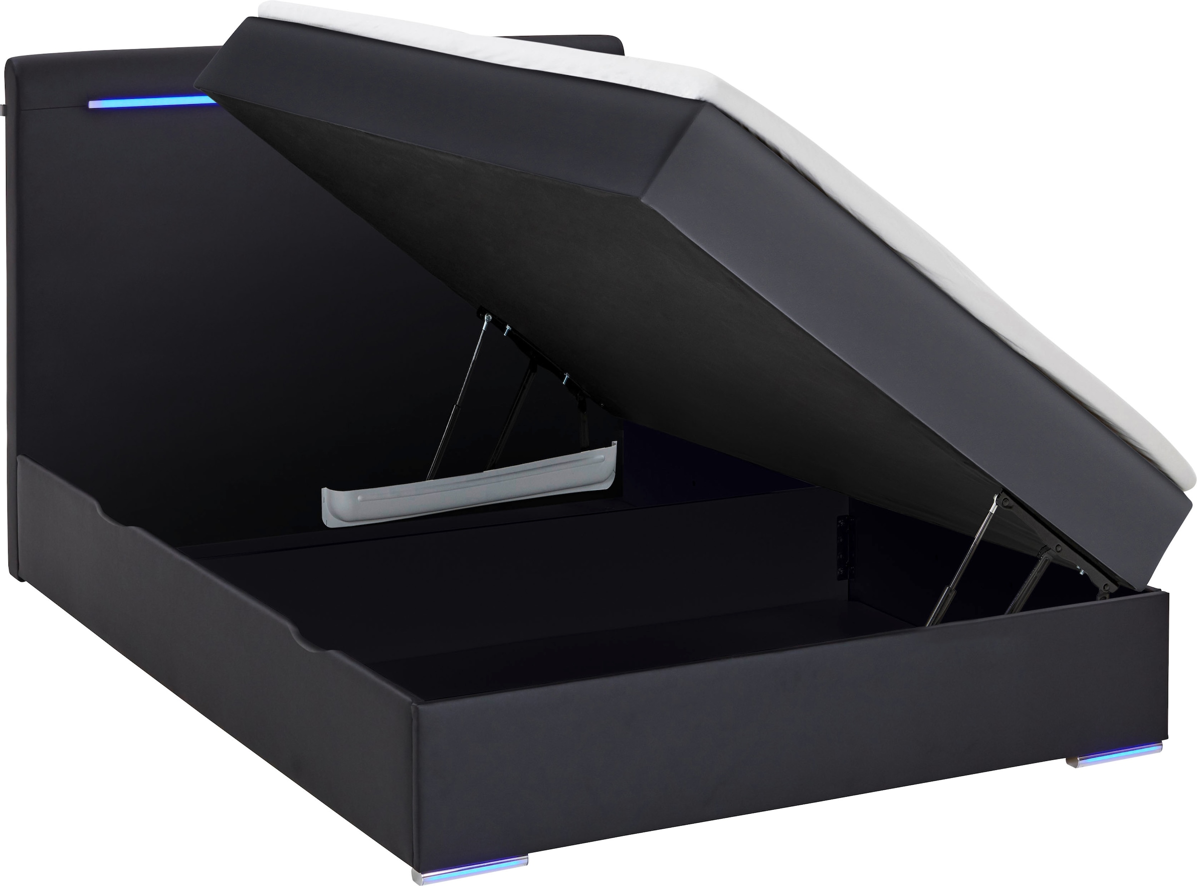 meise.möbel Boxbett »Candela inkl. Bettkasten, Topper & LED-Beleuchtung an Kopfteil & Füßen«