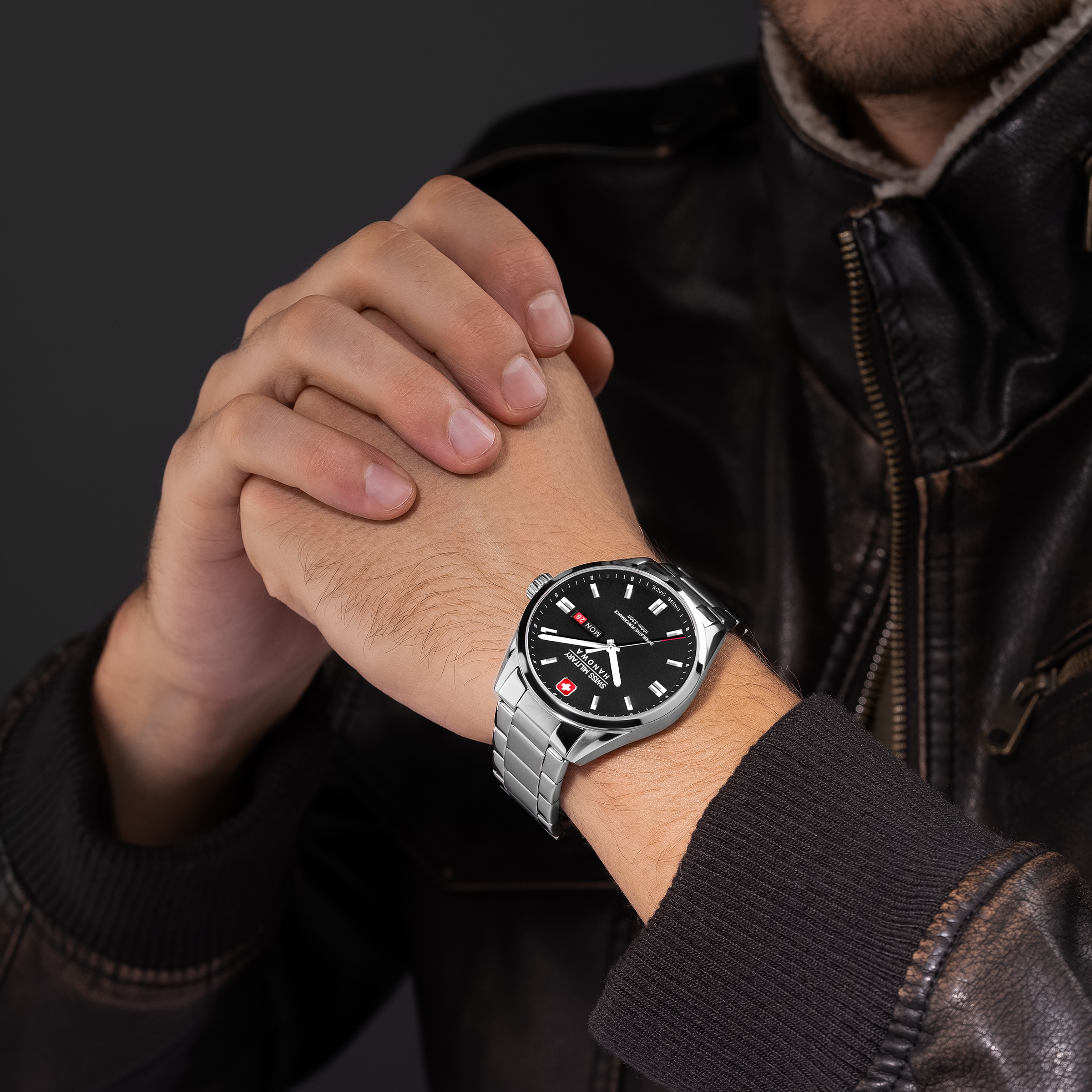 Swiss Military Hanowa Quarzuhr »Roadrunner Maxed« Armbanduhr, Herrenuhr, Swiss Made, Edelstahlarmband, analog