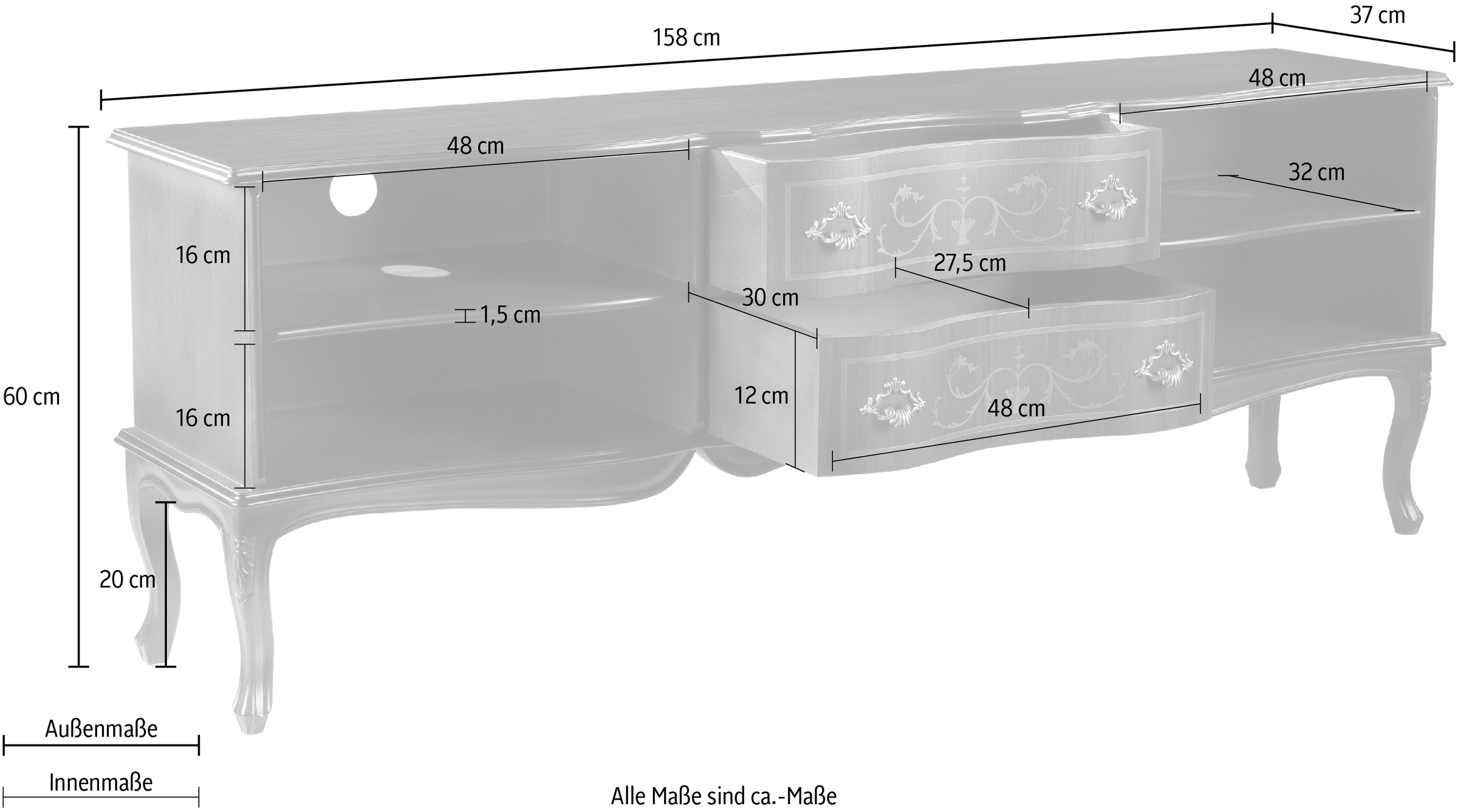 Home affaire TV-Board »Peschiera«, Breite 158 cm