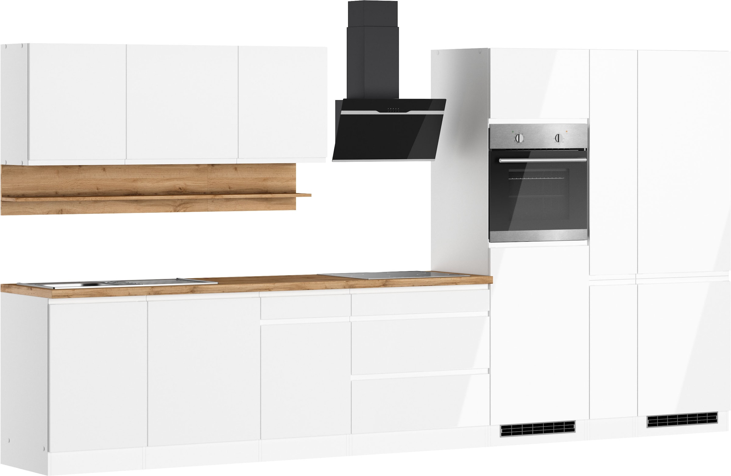 KOCHSTATION Küchenzeile »KS-Virginia,neu in verbesserter Ausführung« Breite 390 cm, Soft-Close, ohne E-Geräte