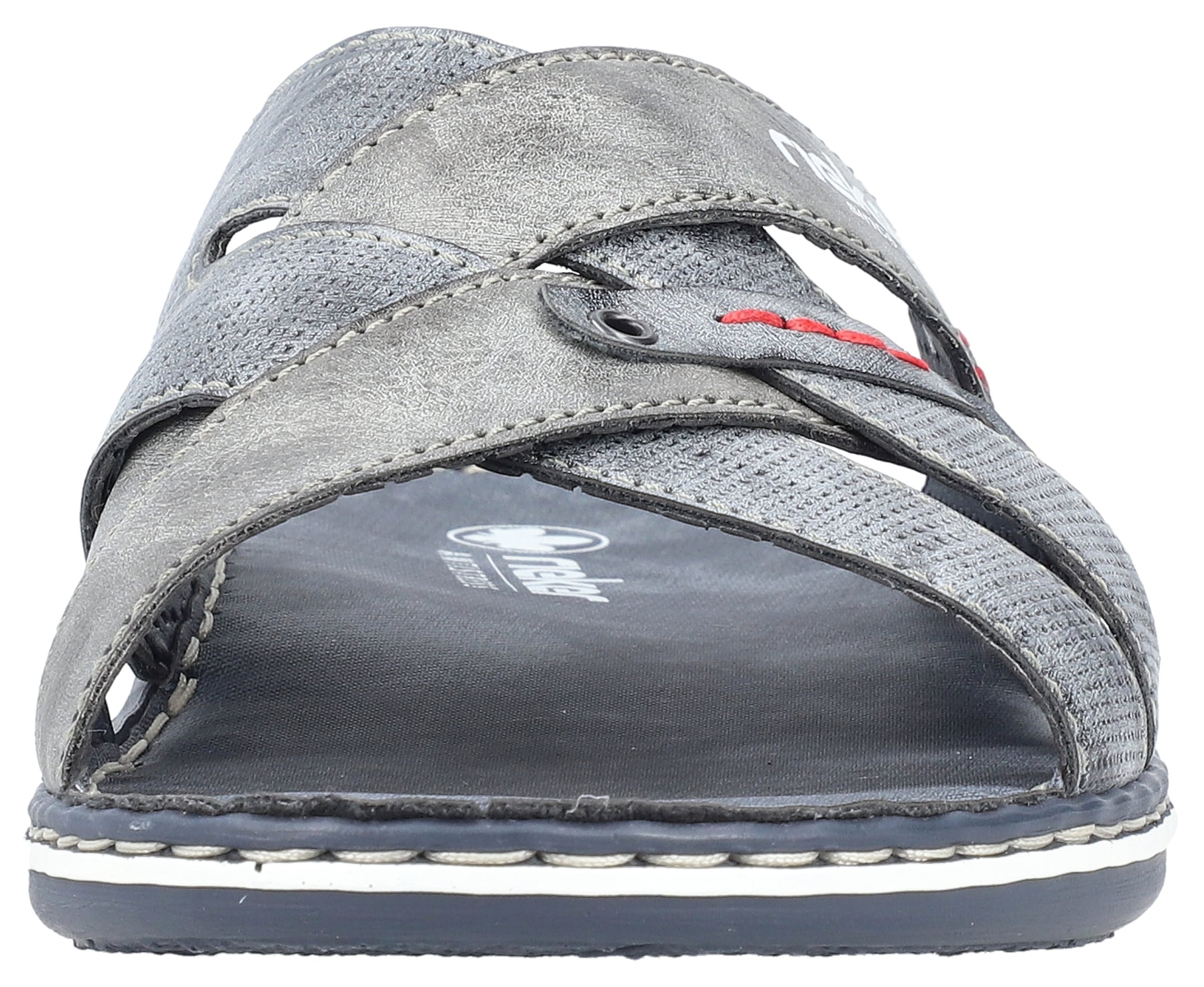 Rieker Pantolette, Sommerschuh, Schlappen, Poolslides mit Überkreuz-Bandagen