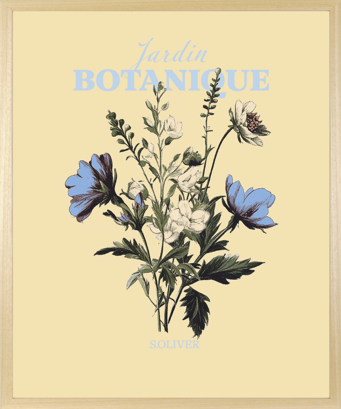 s.Oliver Kunstdruck »Ein Blumenstrauß, Blumenbucket in gelb« Kunst | Schriftzug | Schriftzüge | Sprüche 1 Stk. tlg. gerahmt, Rahmen aus Holz, Echtholz