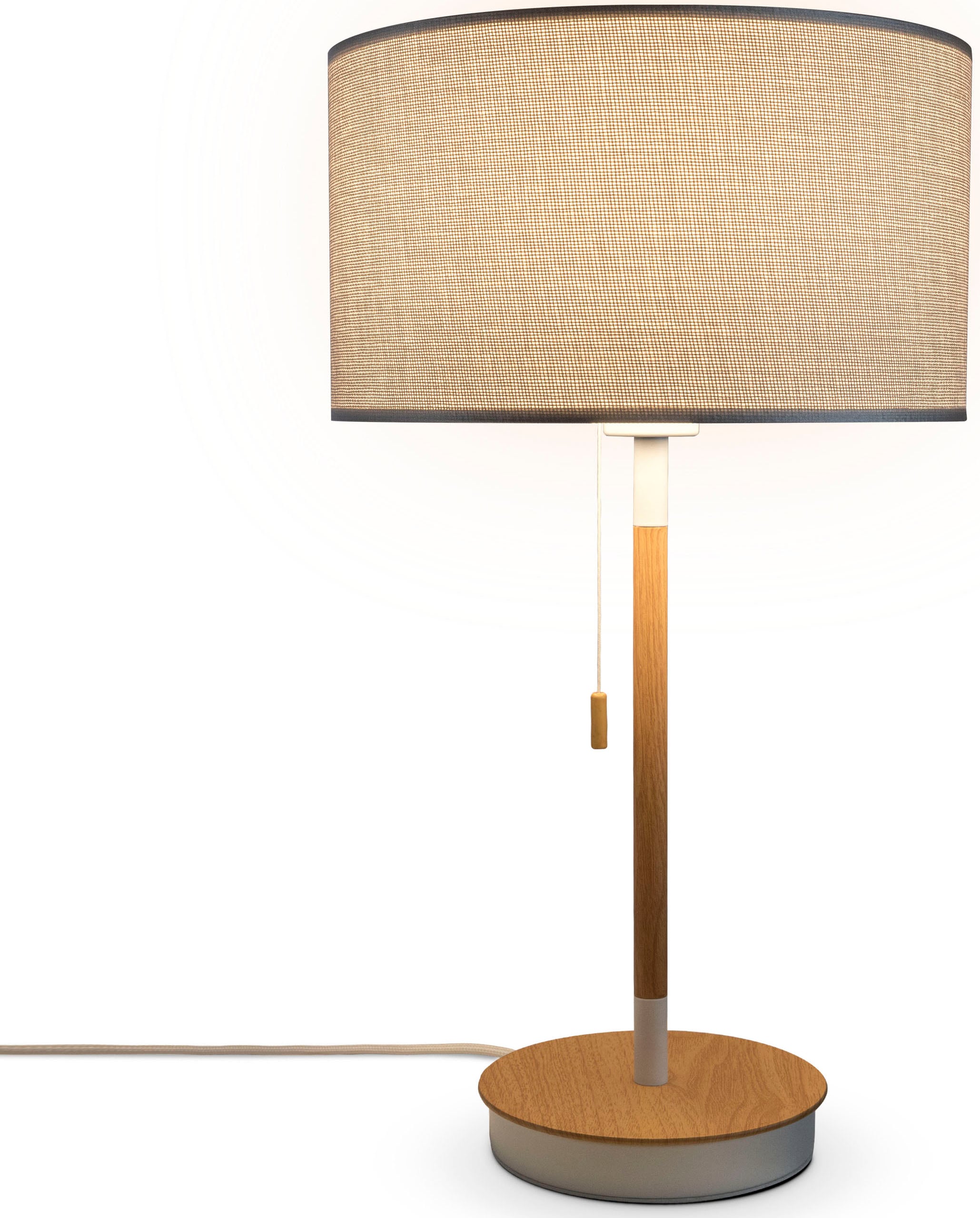 Paco Home Tischleuchte »EK CA UNI COLOR« E27 Nacht Mit Schalter Stofflampe Vintage Skandinavisch