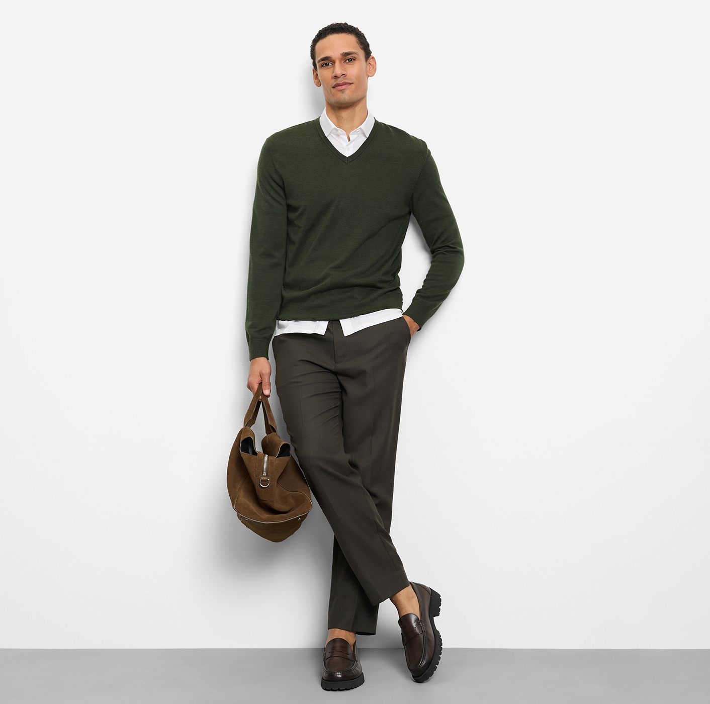 OLYMP V-Ausschnitt-Pullover »OLYMP Strick Casual« aus reiner Wolle