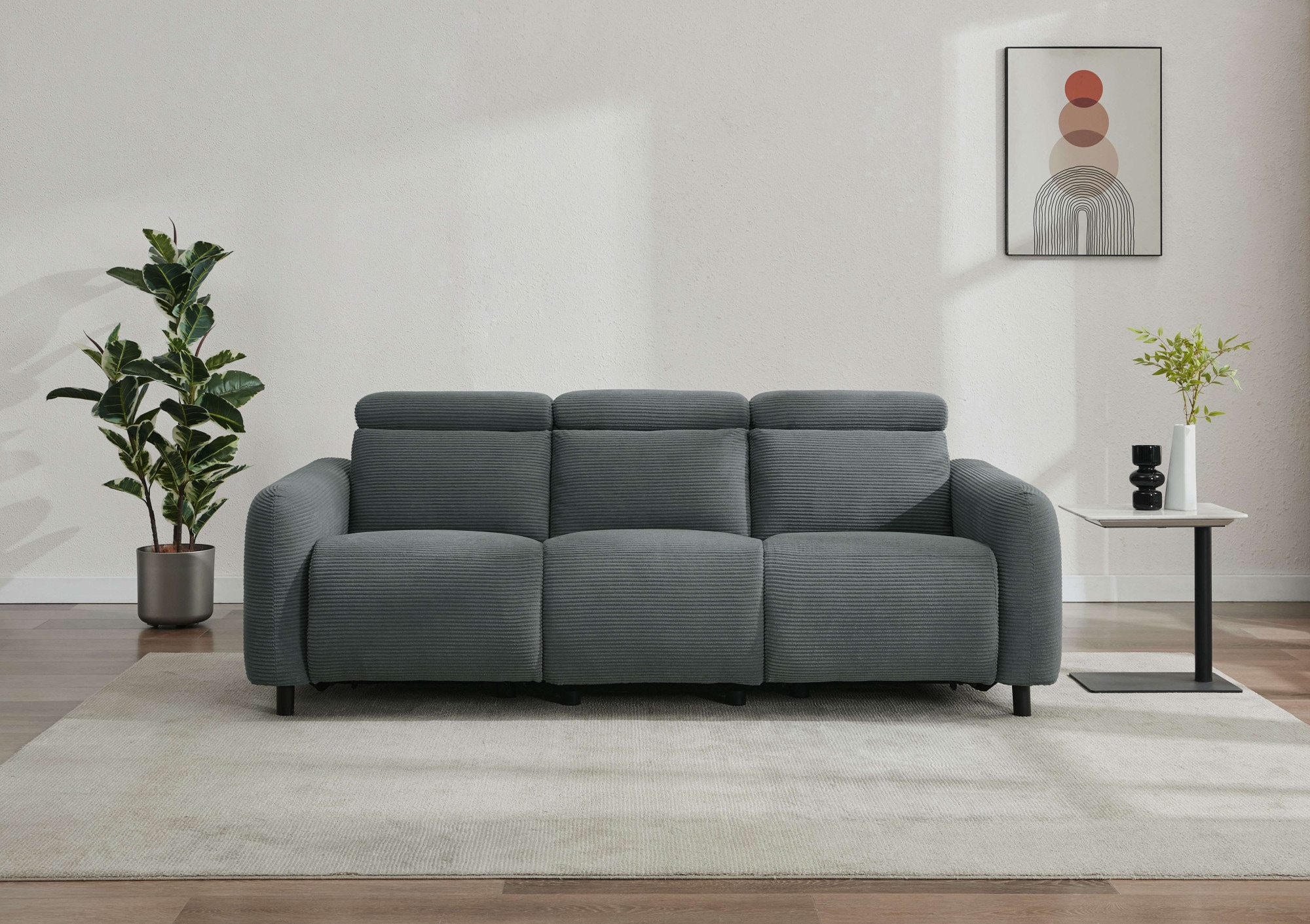 Home affaire 3-Sitzer »SKAANE in Cord, Sofa mit manueller u. elektrischer Relaxfunktion«, Relax-Funktion in 2 Sitzen, Kopfteilverstellung, Federkernpolsterung