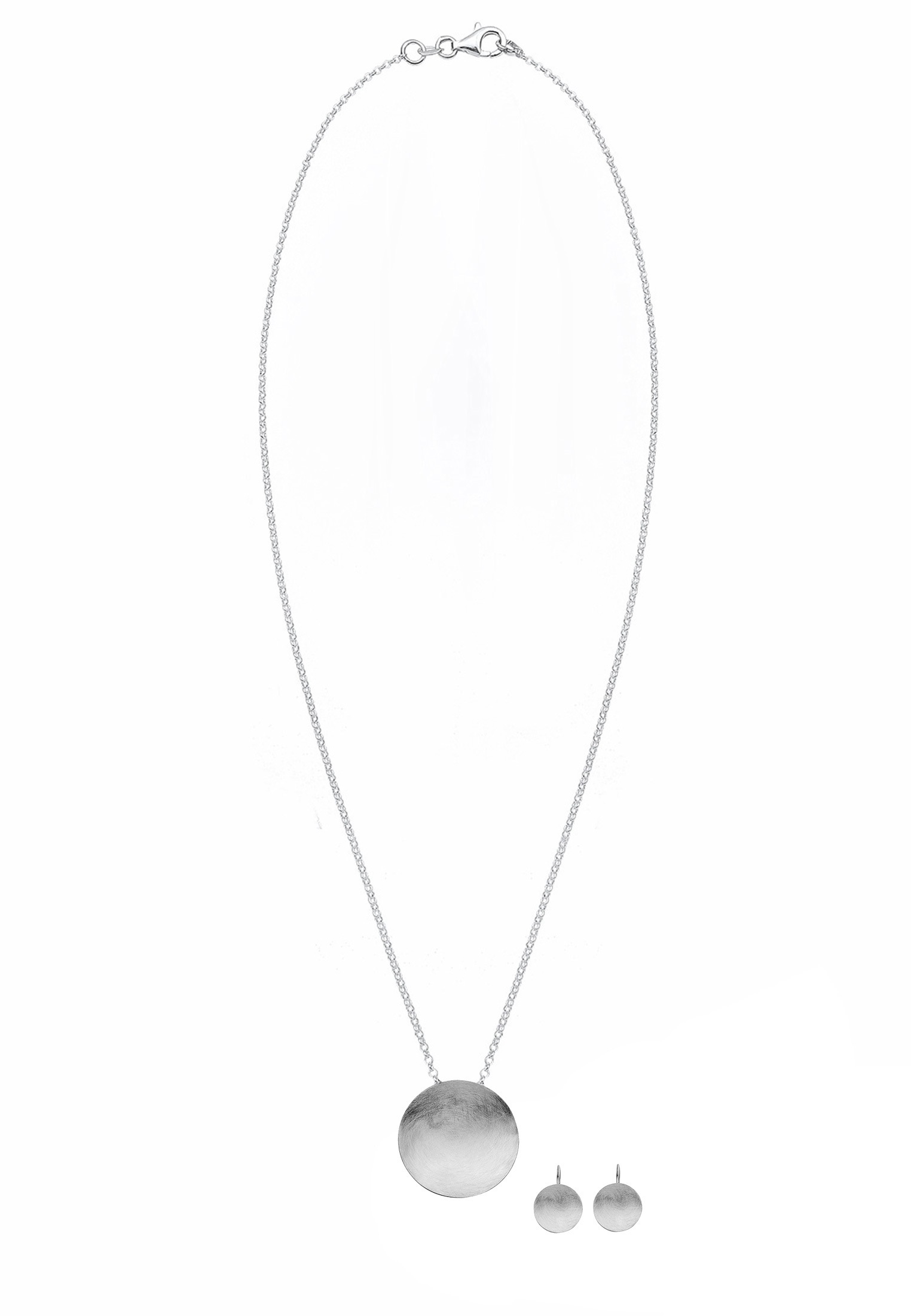 Nenalina Ohrring und Ketten Set »Schmuckset Rund Kreis Gebürstet Trendig Ohrhänger 925 Silber« ()