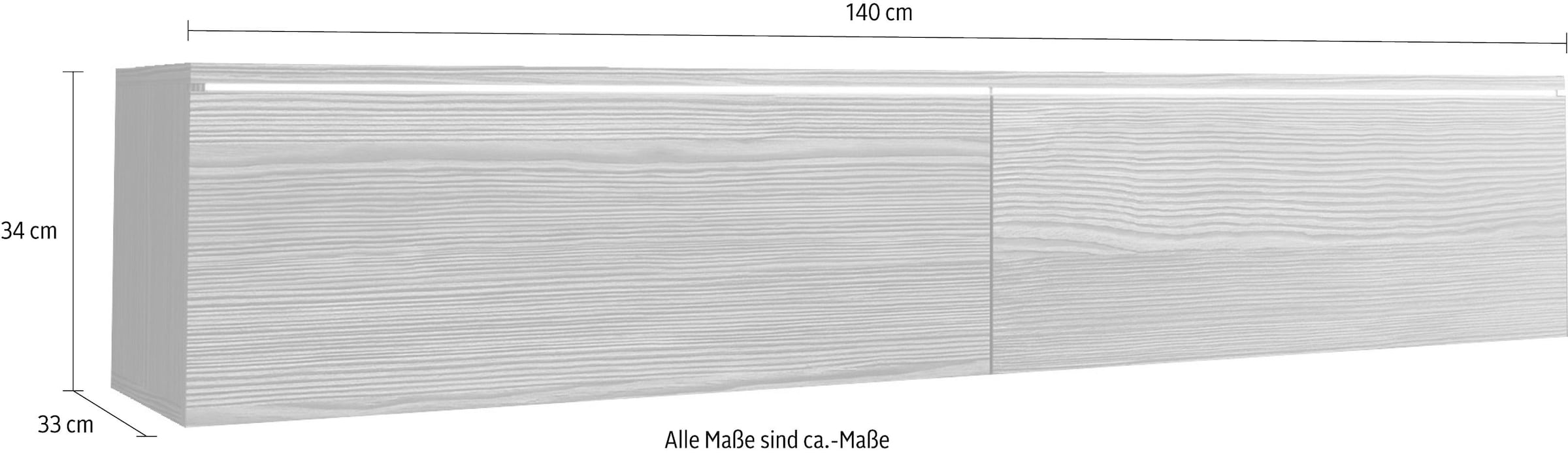 INOSIGN Lowboard »LOWBOARD D, wahlweise mit oder ohne Beleuchtung«, modernes TV-Board ohne Griffe, mit viel Stauraum,stehend und hängend