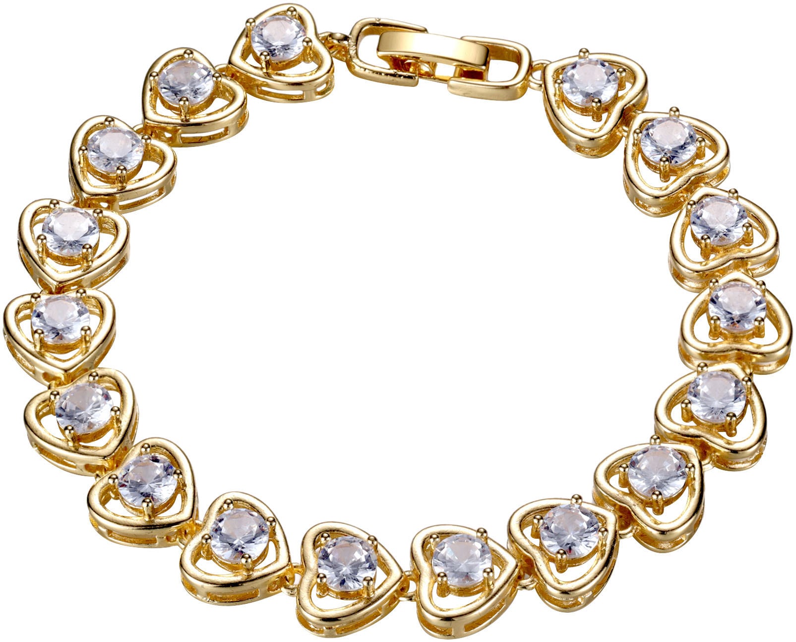 Firetti Armband »Schmuck Geschenk Kupfer Armschmuck Herzkettengliederung Liebe«, mit Zirkonia (synth.)