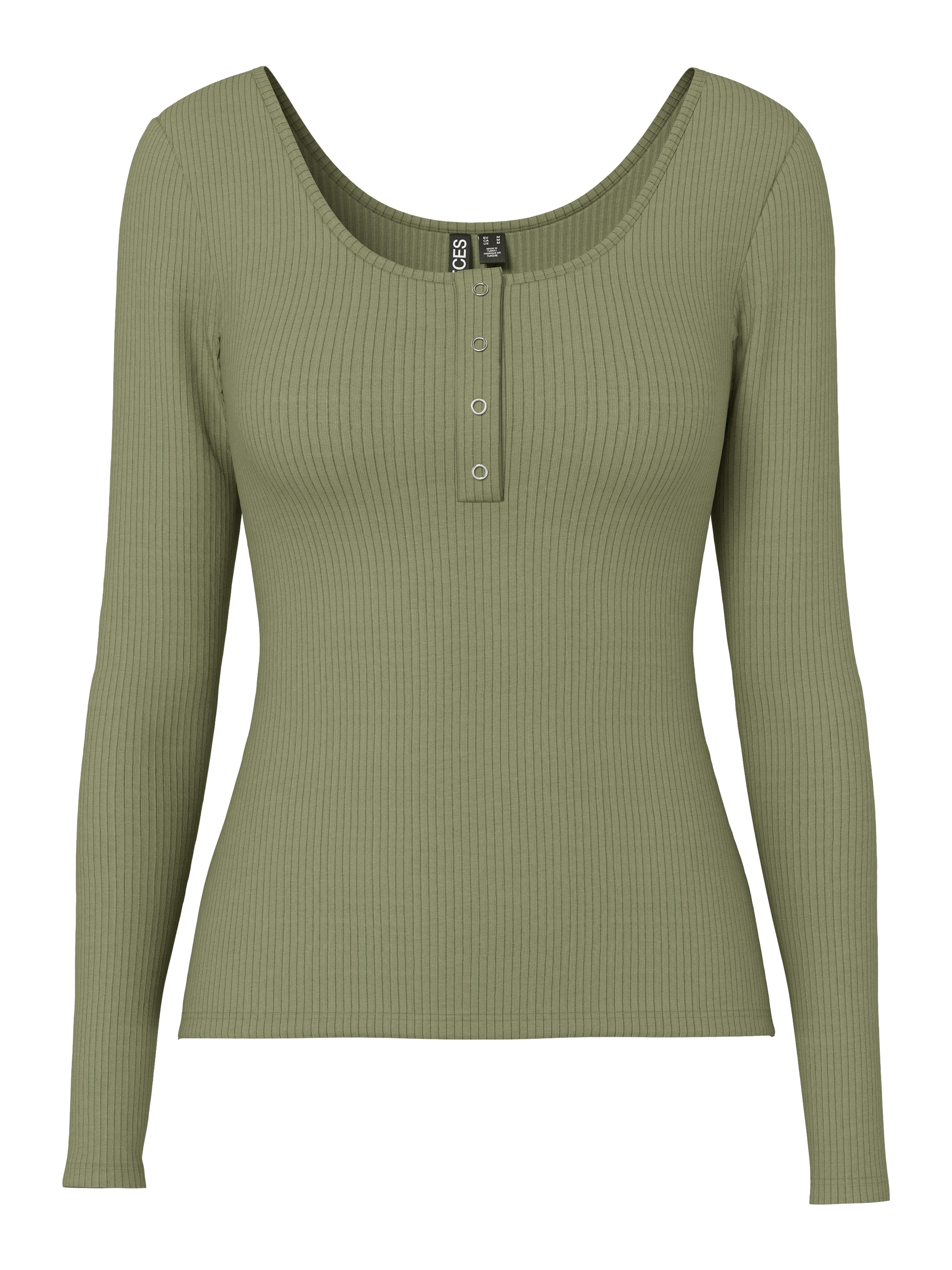 pieces Langarmshirt »PCKITTE LS TOP NOOS BC« Baumwollmischung, slim fit